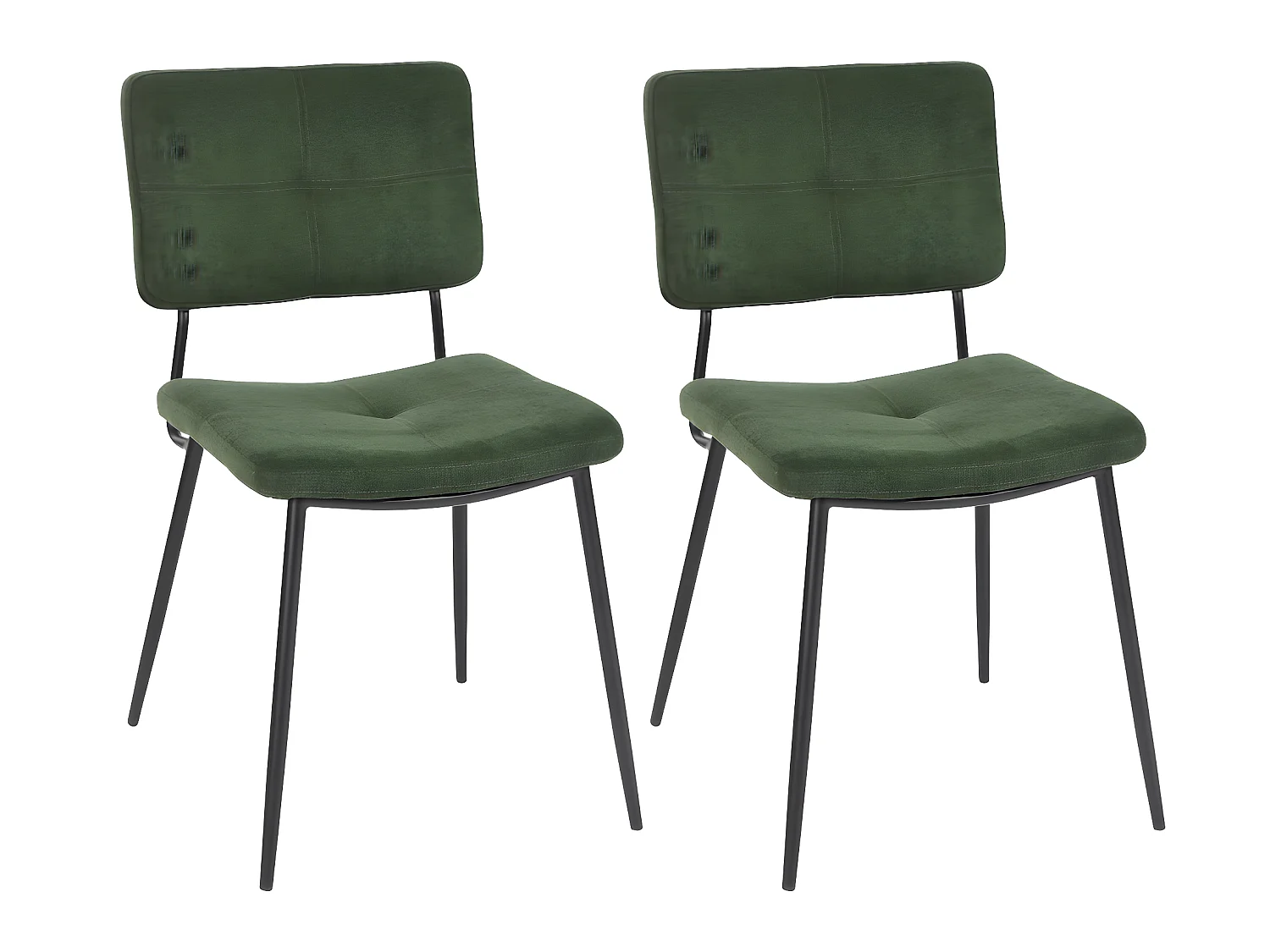 Lot de 2 Chaises de Salle à Manger Rétro Fauteuil Assise Rembourrée en Tissu Pieds en métal pour Cuisine Salon Chambre Bureau Vert, 59,5x45x82cm