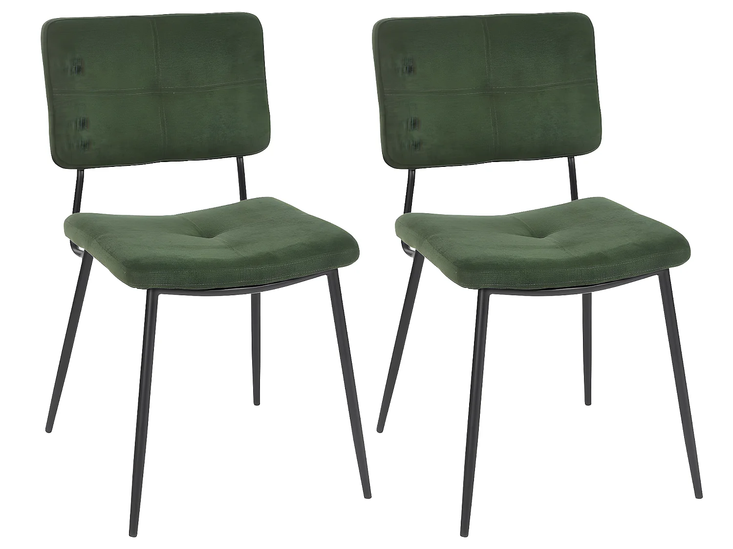 Lot de 2 Chaises de Salle à Manger Rétro Fauteuil Assise Rembourrée en Tissu Pieds en métal pour Cuisine Salon Chambre Bureau Vert, 59,5x45x82cm