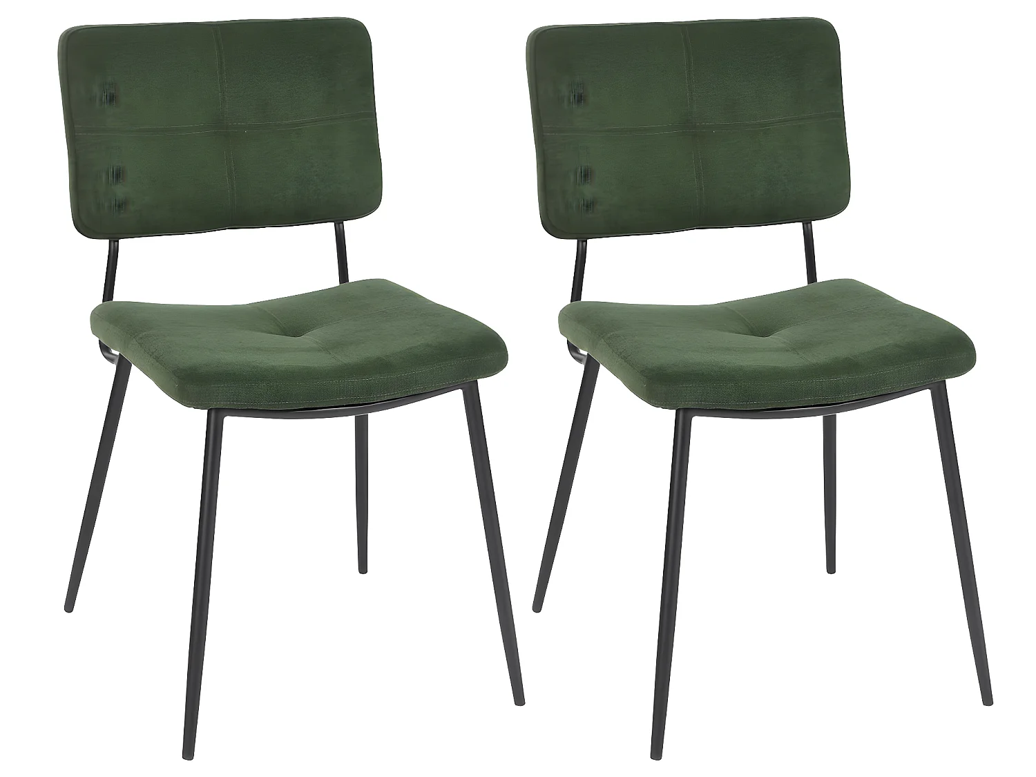 Lot de 2 Chaises de Salle à Manger Rétro Fauteuil Assise Rembourrée en Tissu Pieds en métal pour Cuisine Salon Chambre Bureau Vert, 59,5x45x82cm