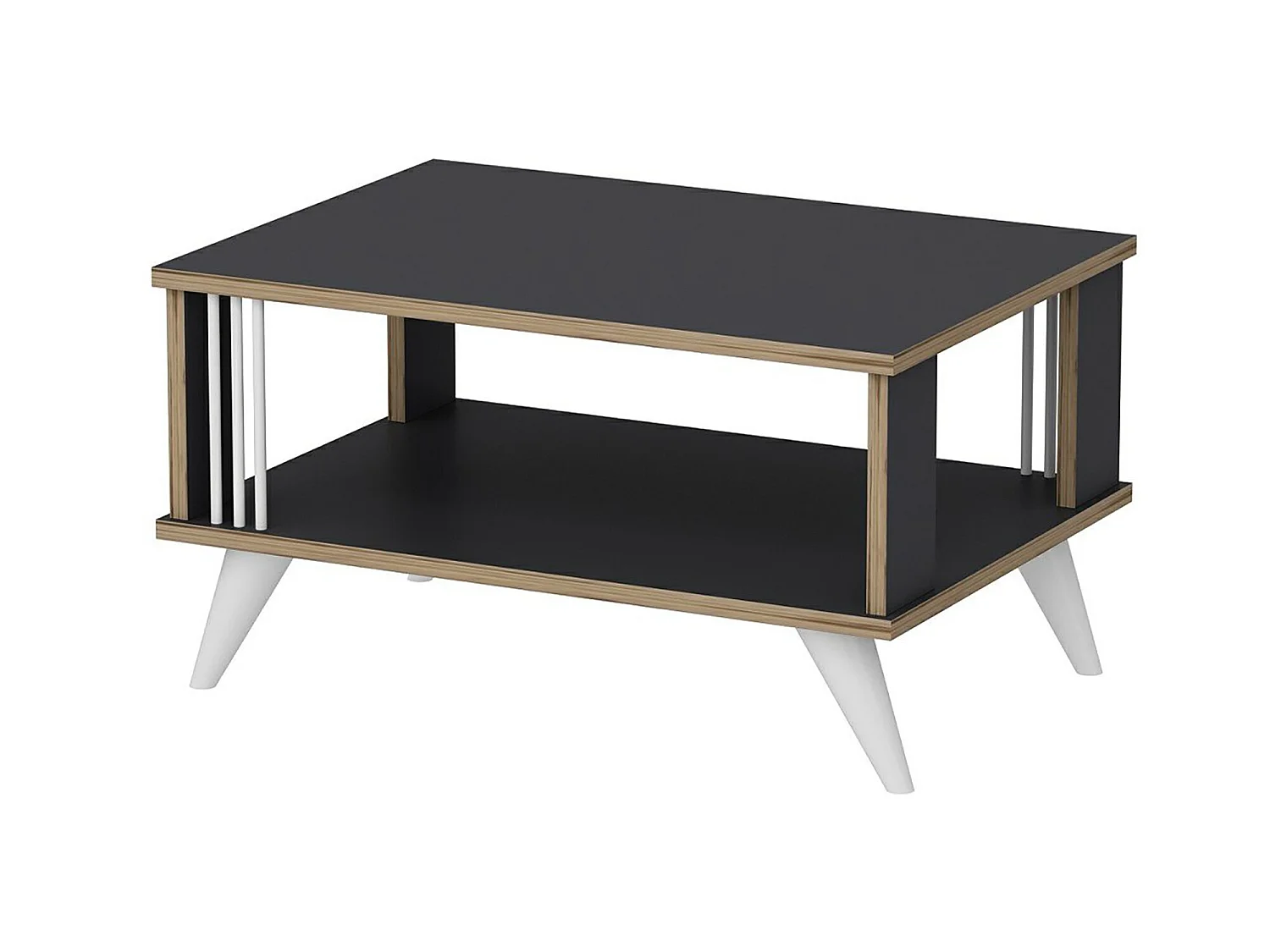 Table basse rectangulaire Århus 40 x 70 x 50 cm anthracite / effet bois [en.casa]
