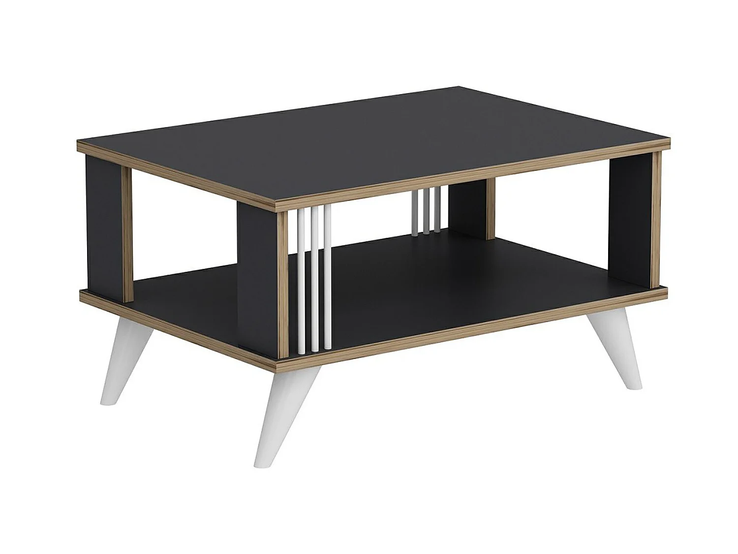 Table basse rectangulaire Århus 40 x 70 x 50 cm anthracite / effet bois [en.casa]