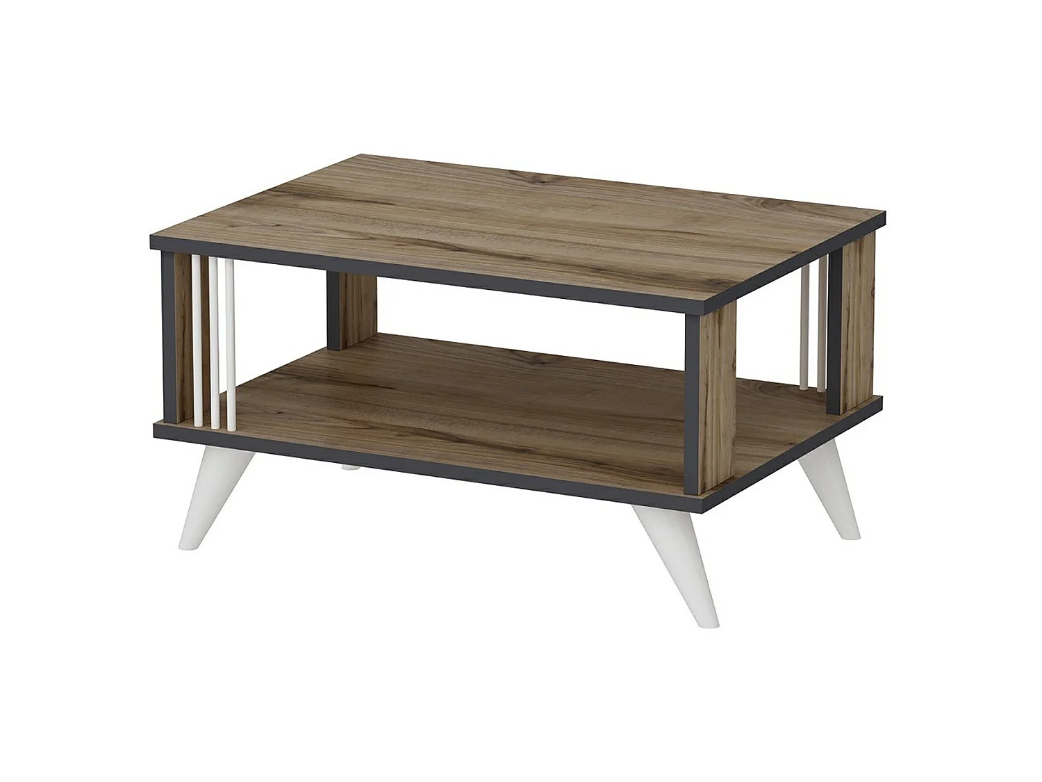 Table basse rectangulaire Århus 40 x 70 x 50 cm effet chêne / anthracite [en.casa]