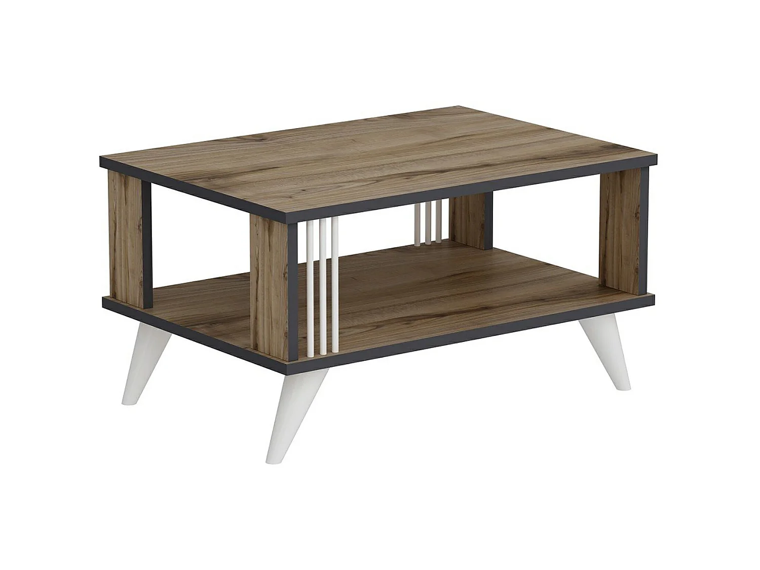 Table basse rectangulaire Århus 40 x 70 x 50 cm effet chêne / anthracite [en.casa]