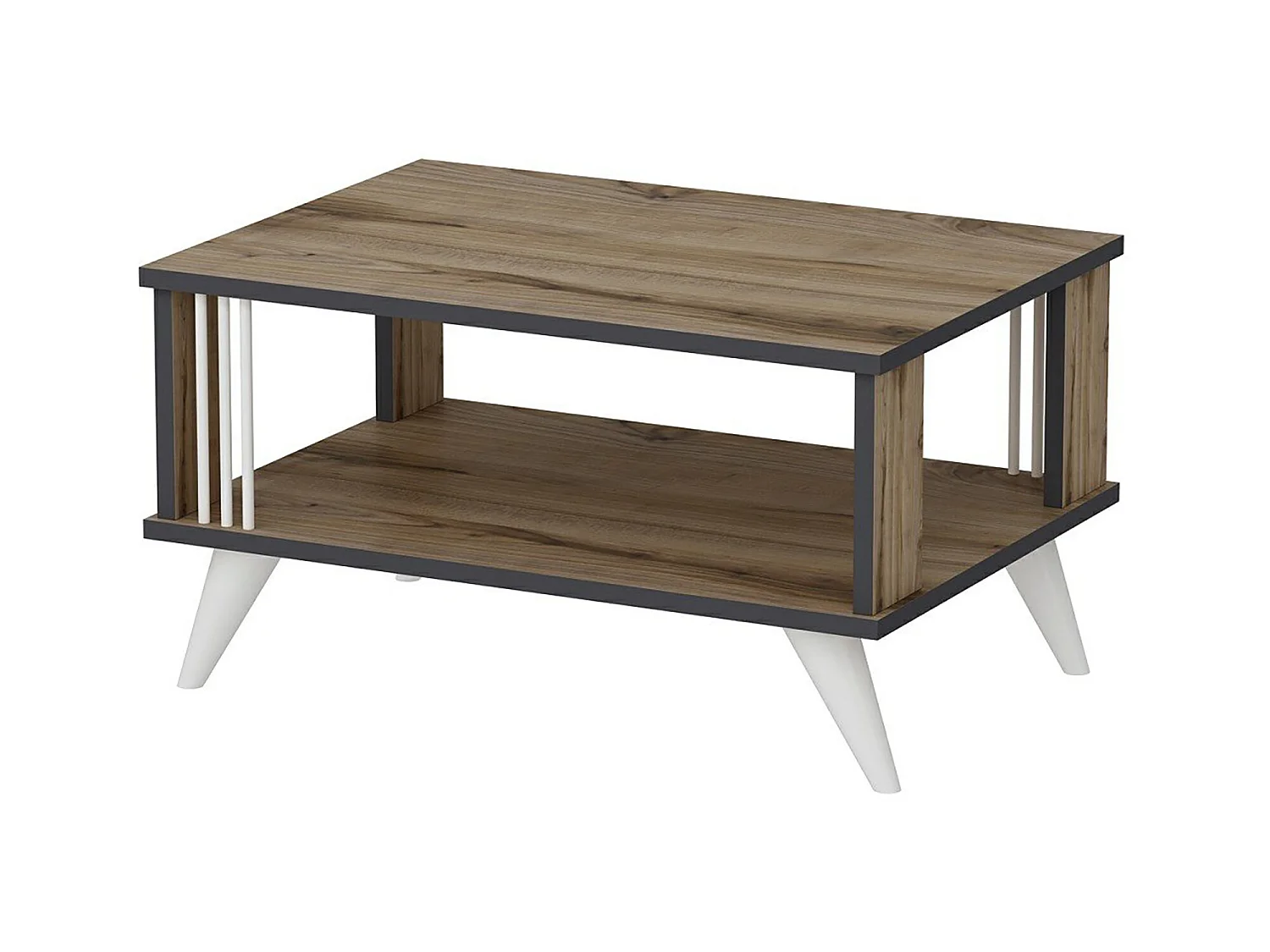 Table basse rectangulaire Århus 40 x 70 x 50 cm effet chêne / anthracite [en.casa]