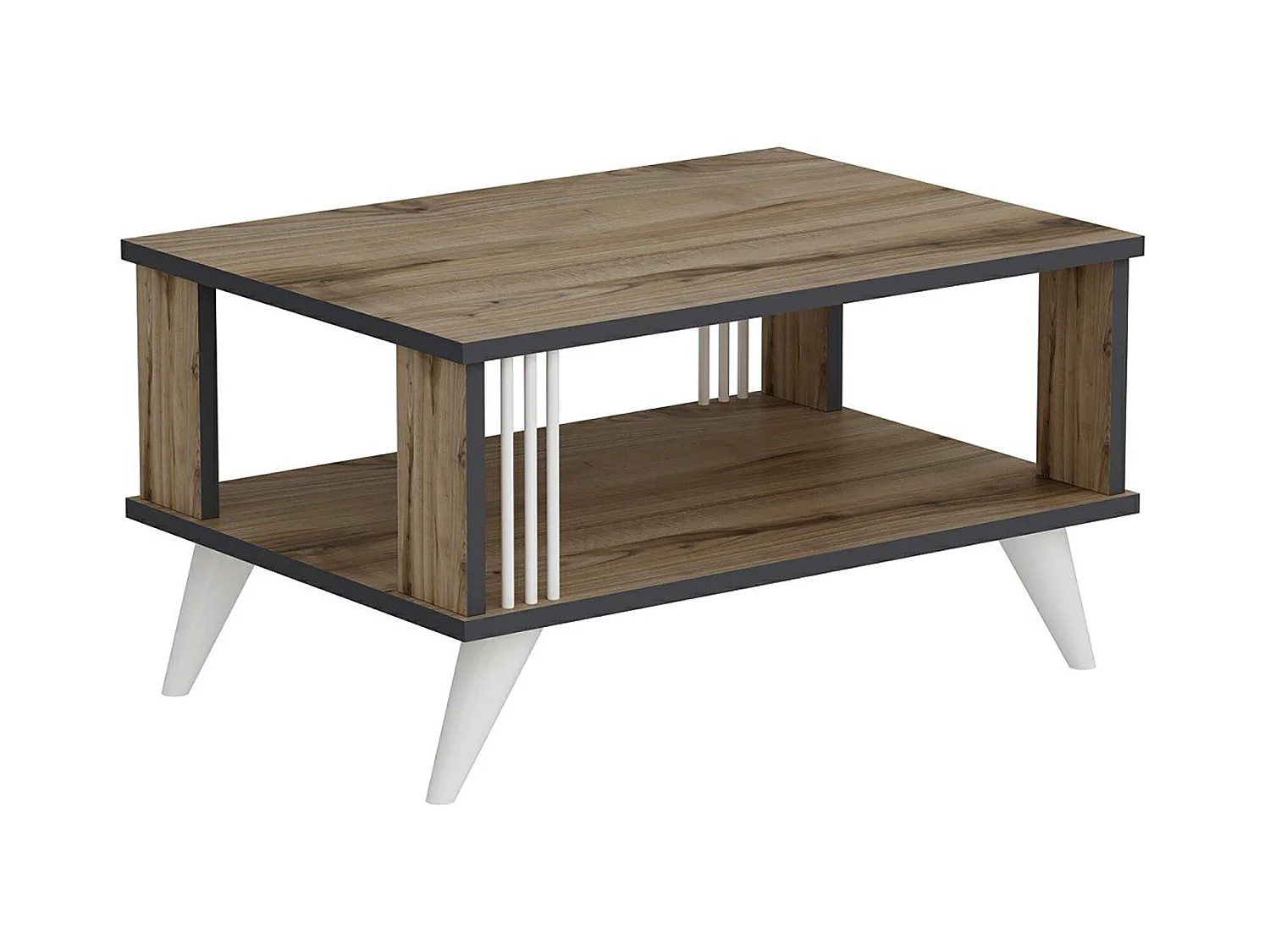 Table basse rectangulaire Århus 40 x 70 x 50 cm effet chêne / anthracite [en.casa]