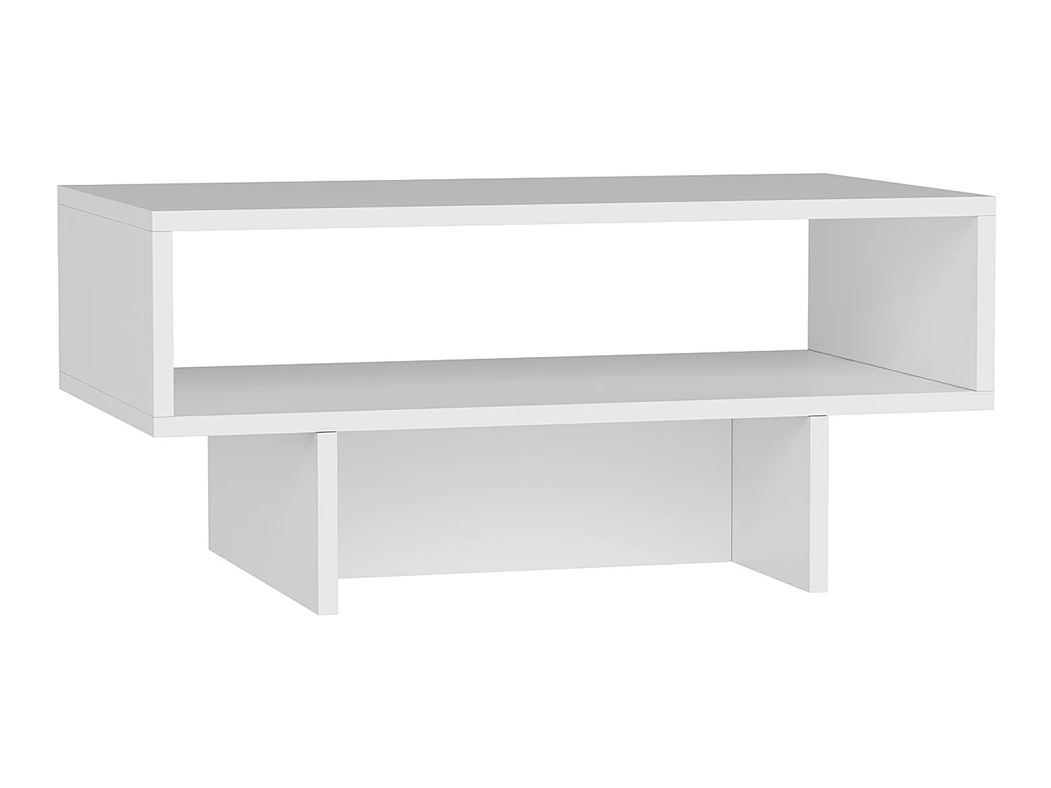 Table basse Mjölby avec espace de rangement 37 x 80 x 45 cm blanc [en.casa]