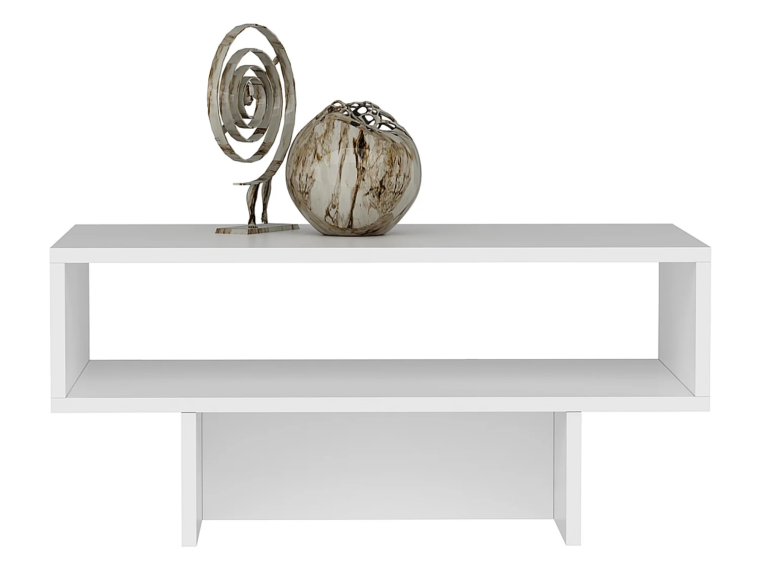 Table basse Mjölby avec espace de rangement 37 x 80 x 45 cm blanc [en.casa]