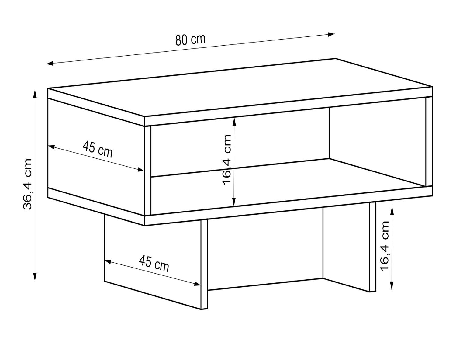 Table basse Mjölby avec espace de rangement 37 x 80 x 45 cm blanc [en.casa]