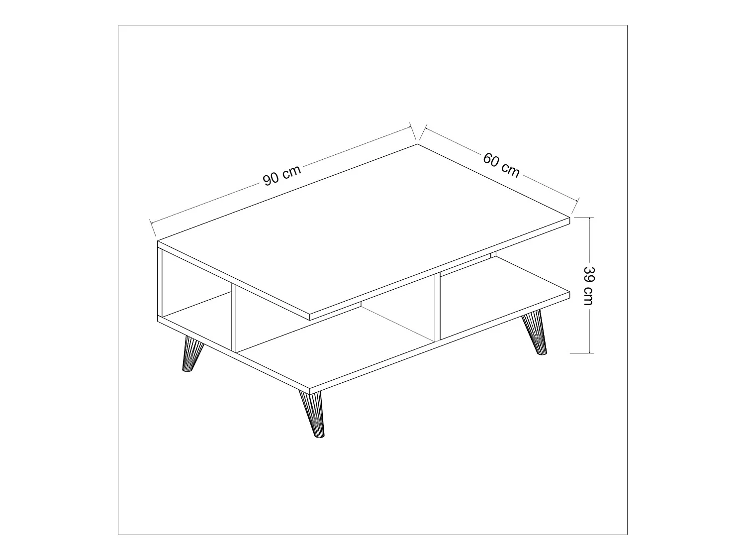 Table basse rectangulaire Grenaa avec espace de rangement blanc / effet noyer [en.casa]