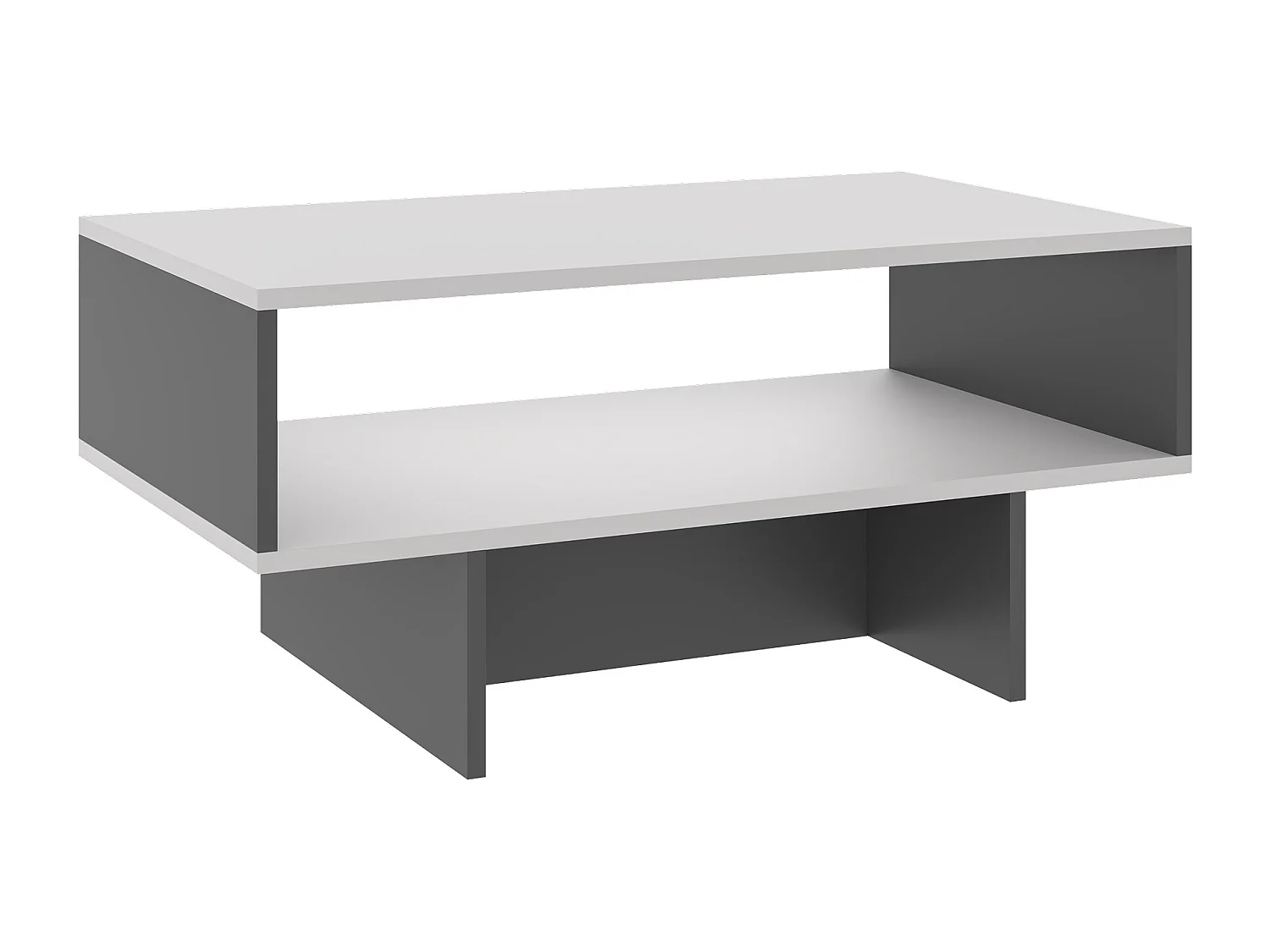 Table basse Mjölby avec espace de rangement 37 x 80 x 45 cm blanc / anthracite [en.casa]