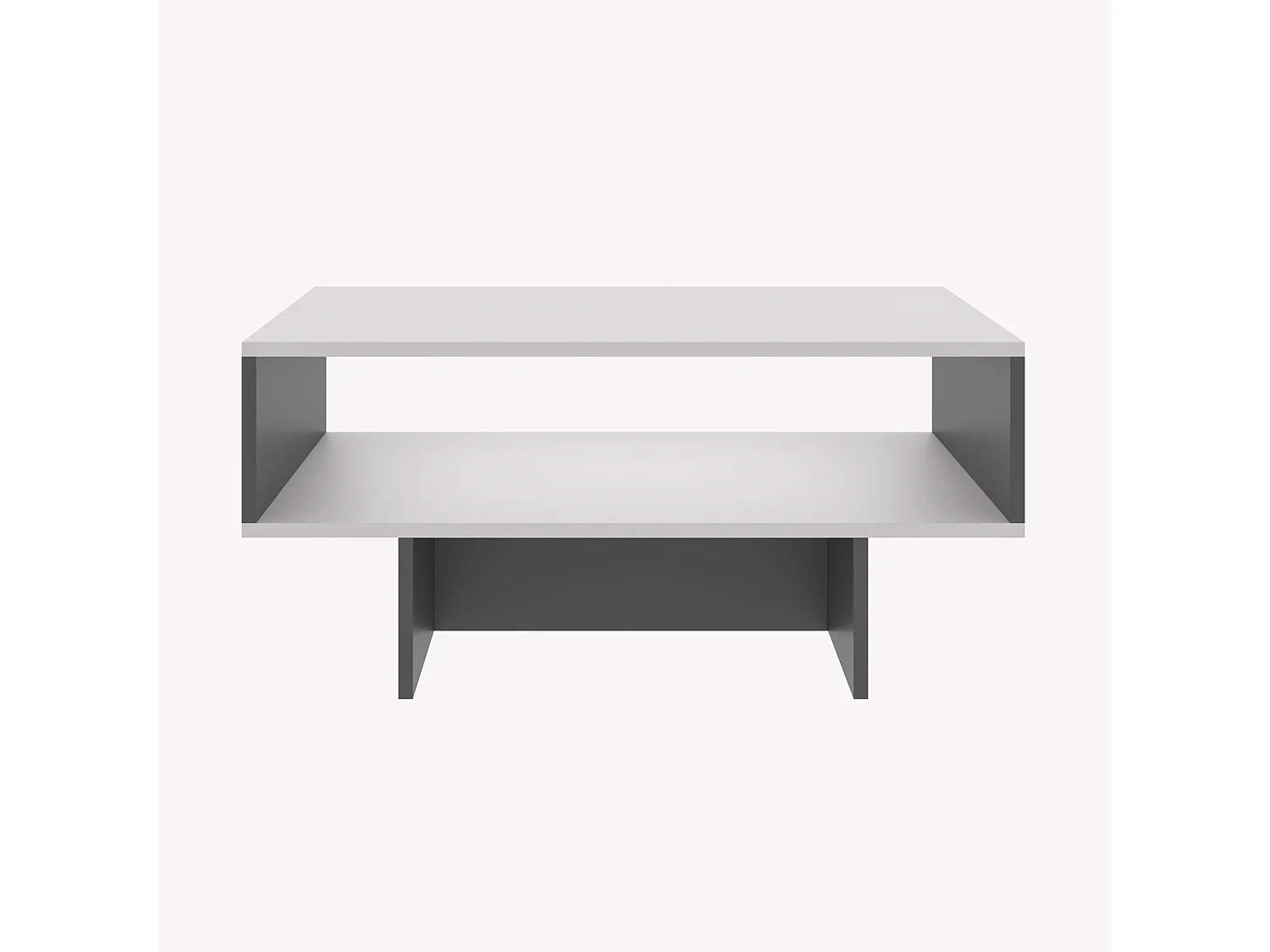 Table basse Mjölby avec espace de rangement 37 x 80 x 45 cm blanc / anthracite [en.casa]