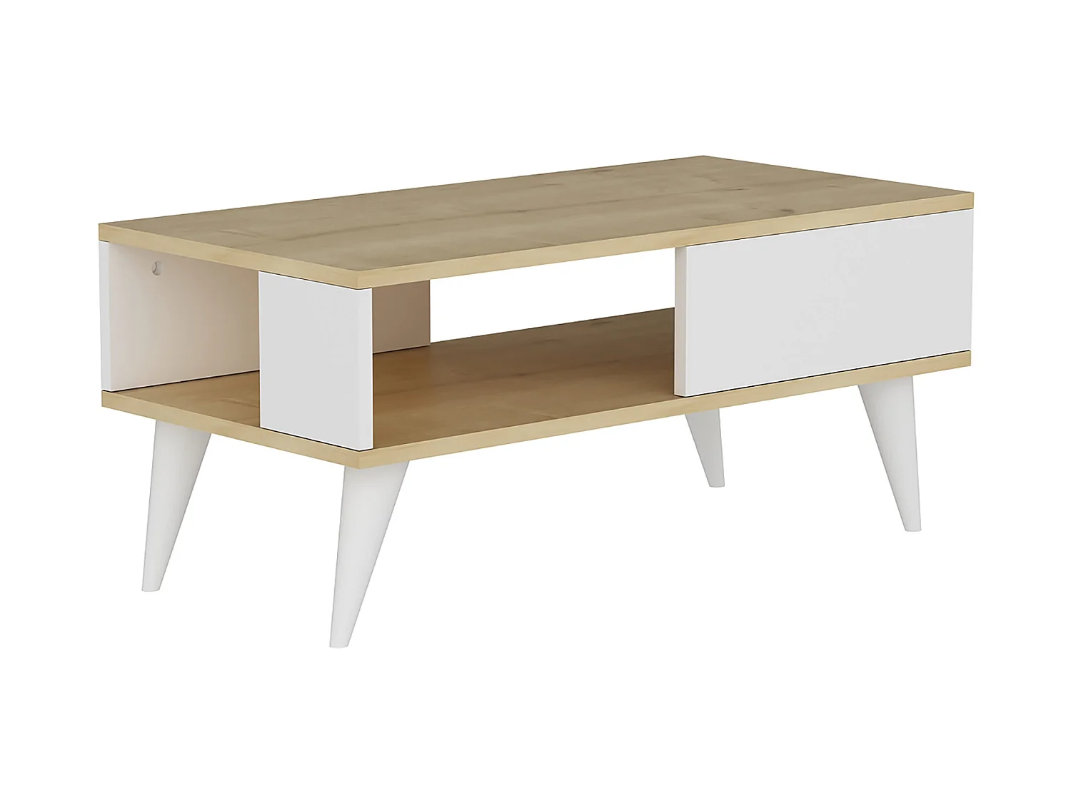 Table basse Ludvika avec espace de rangement 40 x 90 x 45 cm effet chêne / blanc [en.casa]