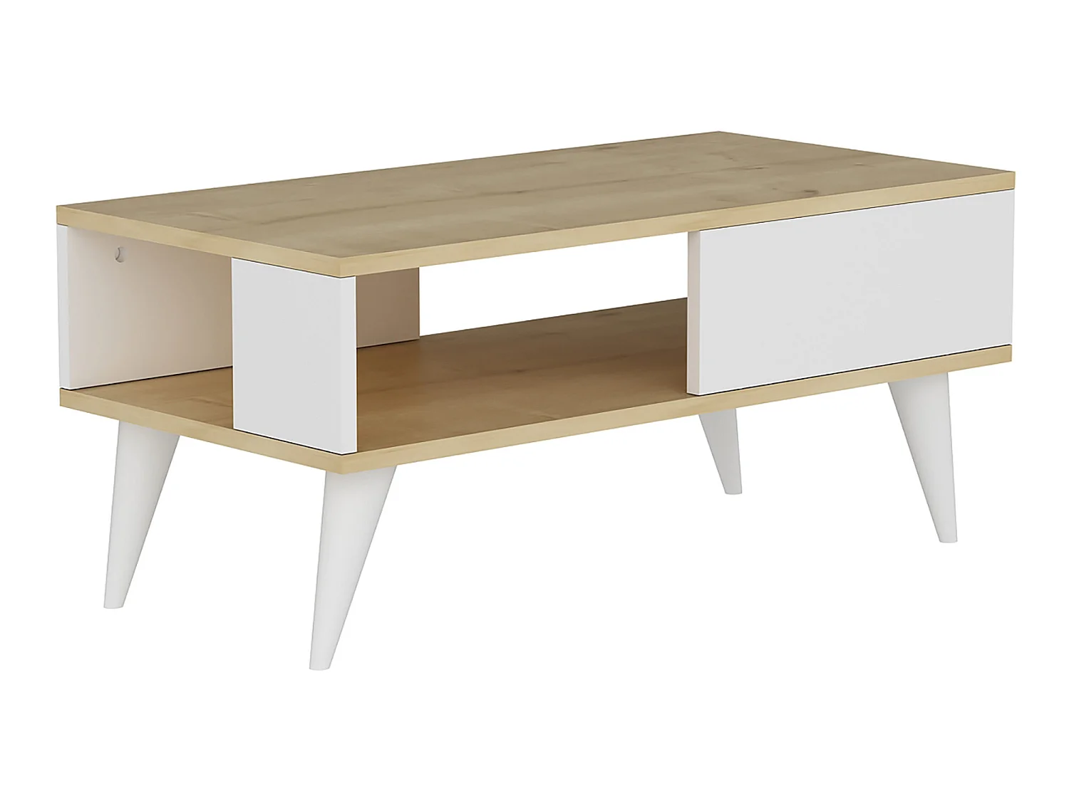Table basse Ludvika avec espace de rangement 40 x 90 x 45 cm effet chêne / blanc [en.casa]