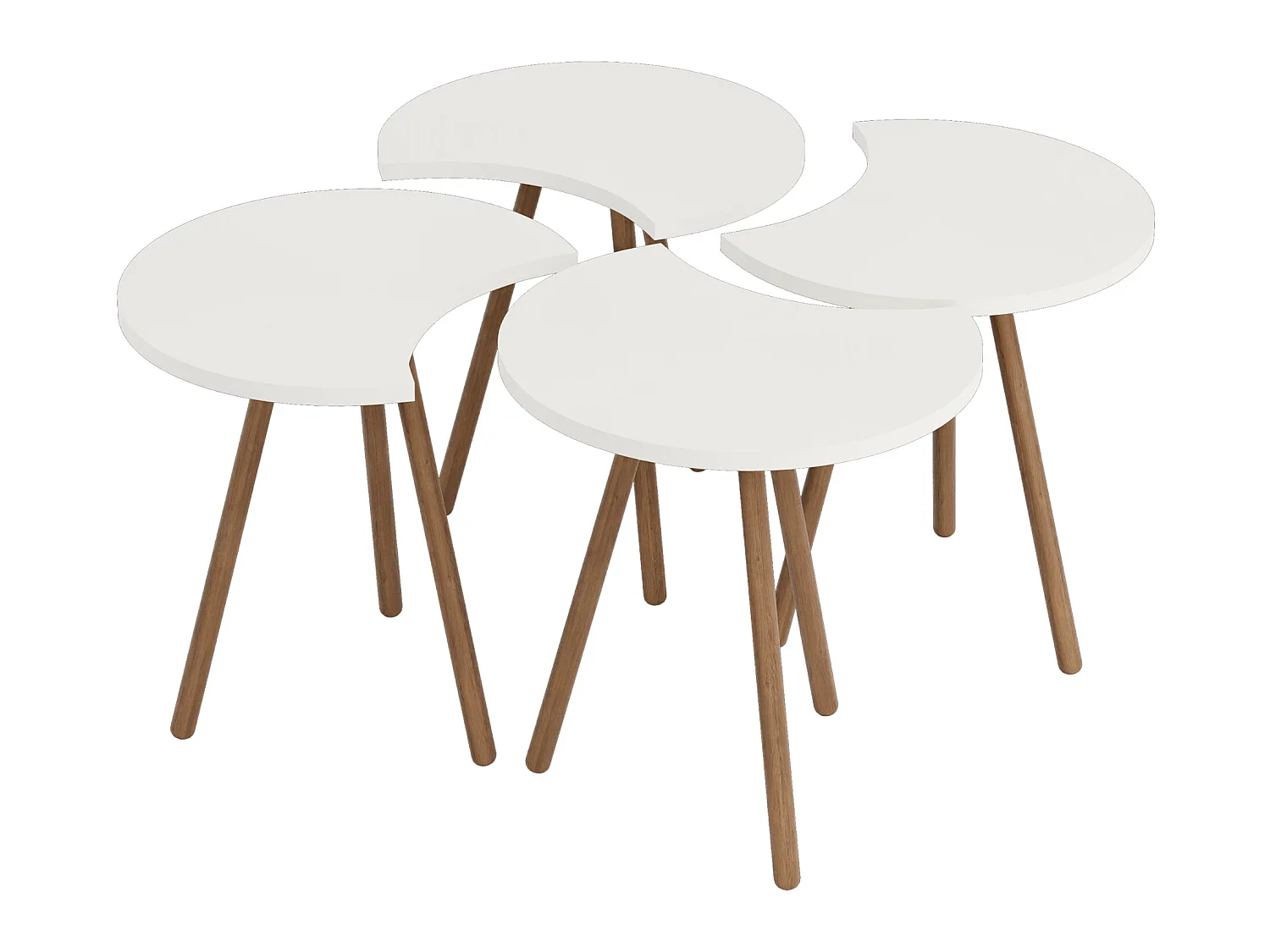 Set de 4 tables basses emboîtables 48 x 77 x 77 cm blanc [en.casa]