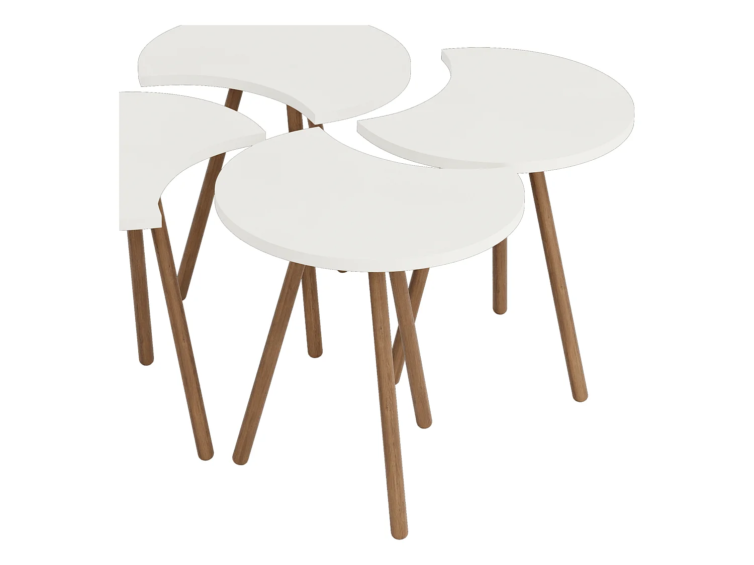 Set de 4 tables basses emboîtables 48 x 77 x 77 cm blanc [en.casa]
