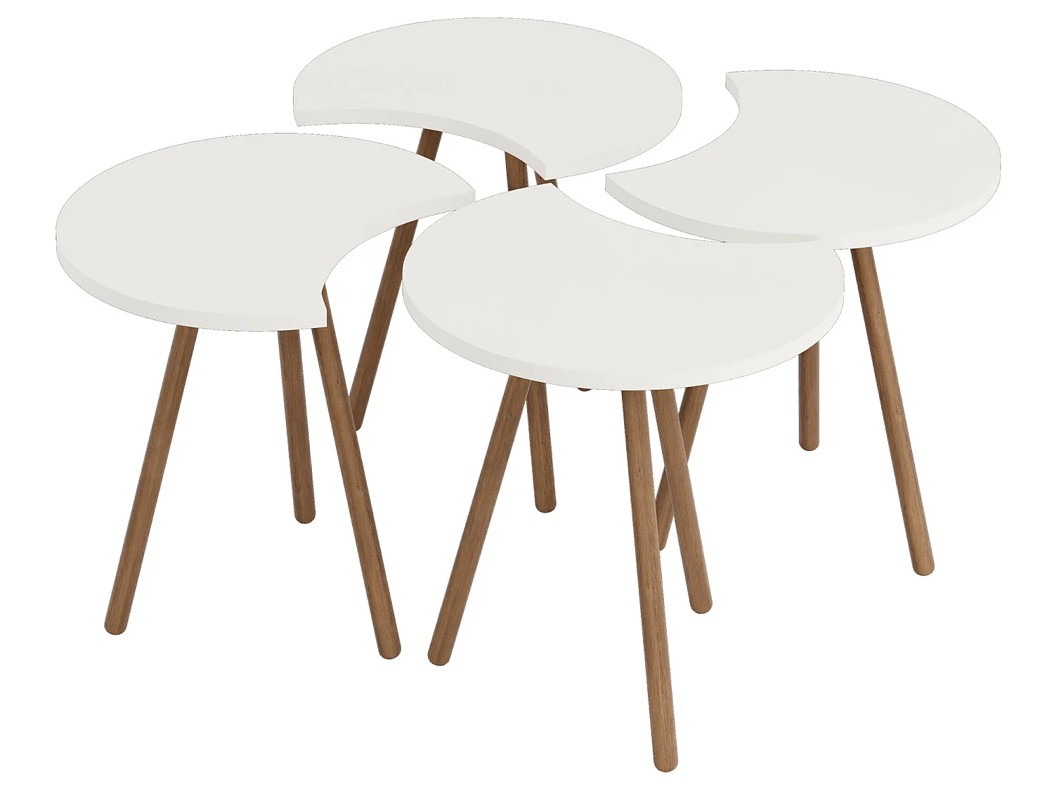 Set de 4 tables basses emboîtables 48 x 77 x 77 cm blanc [en.casa]