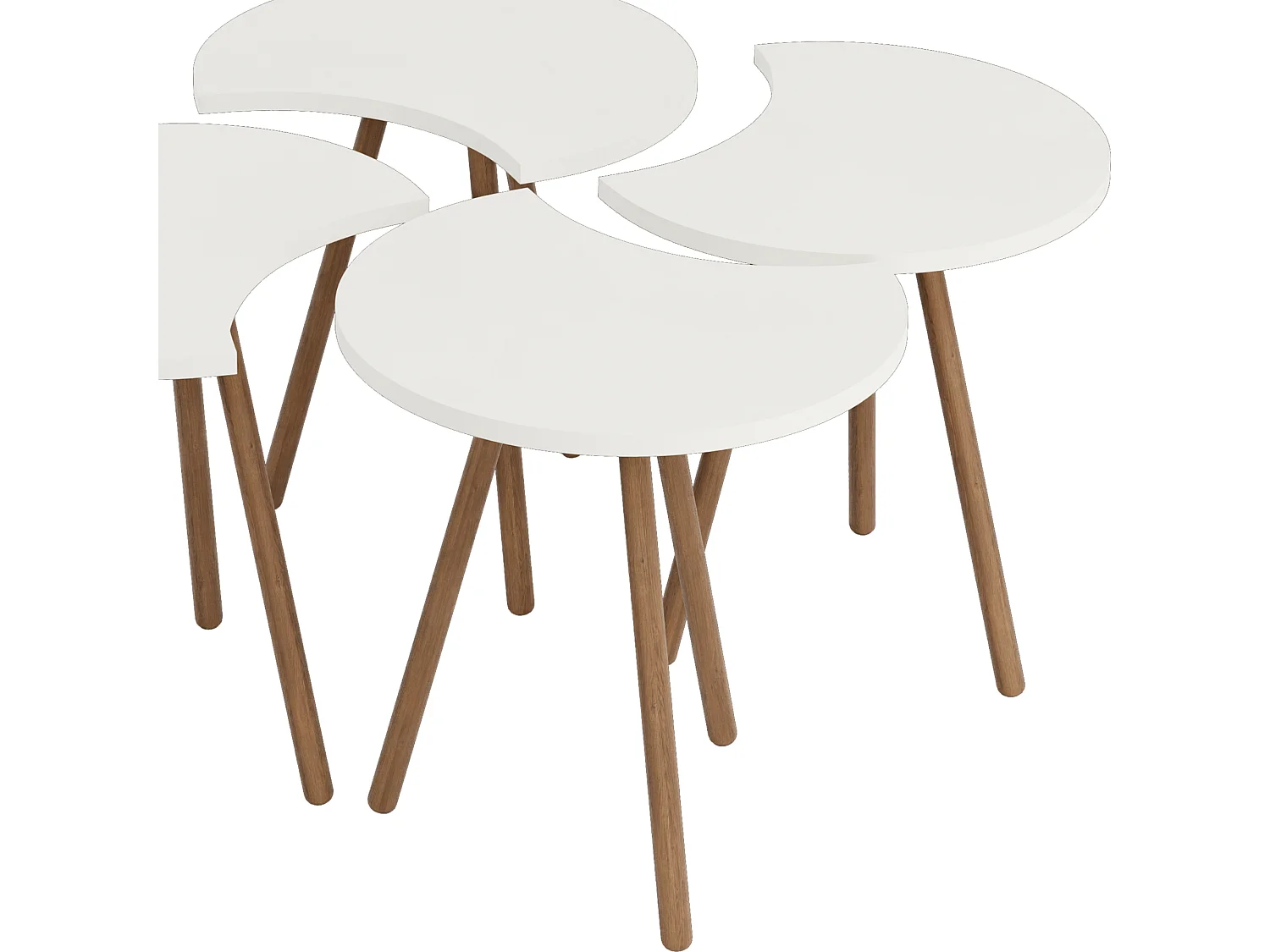 Set de 4 tables basses emboîtables 48 x 77 x 77 cm blanc [en.casa]