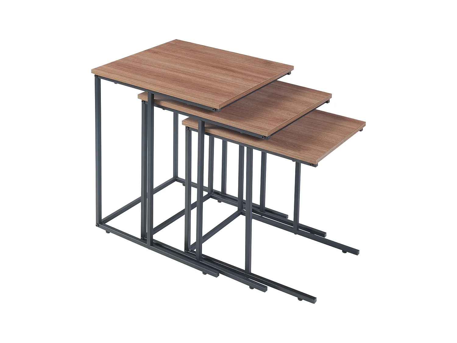 Set de 3 tables d'appoint Augustenborg gigognes noir effet noyer [en.casa]