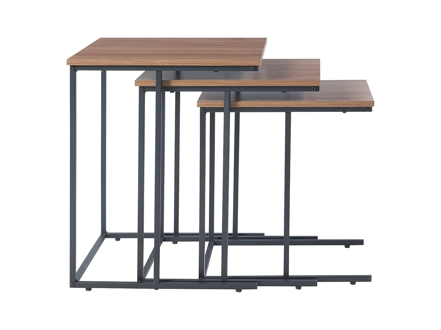 Set de 3 tables d'appoint Augustenborg gigognes noir effet noyer [en.casa]