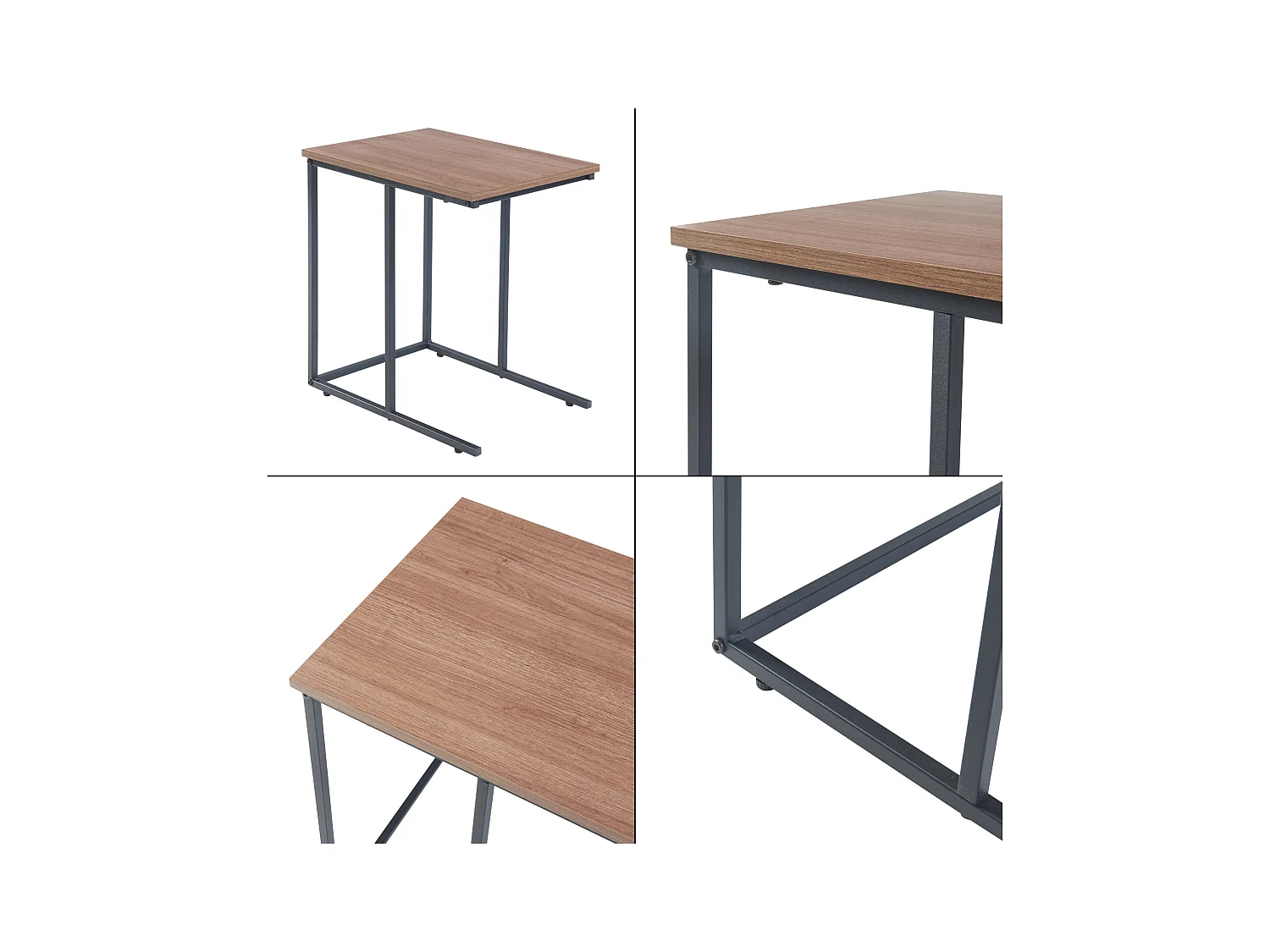 Set de 3 tables d'appoint Augustenborg gigognes noir effet noyer [en.casa]