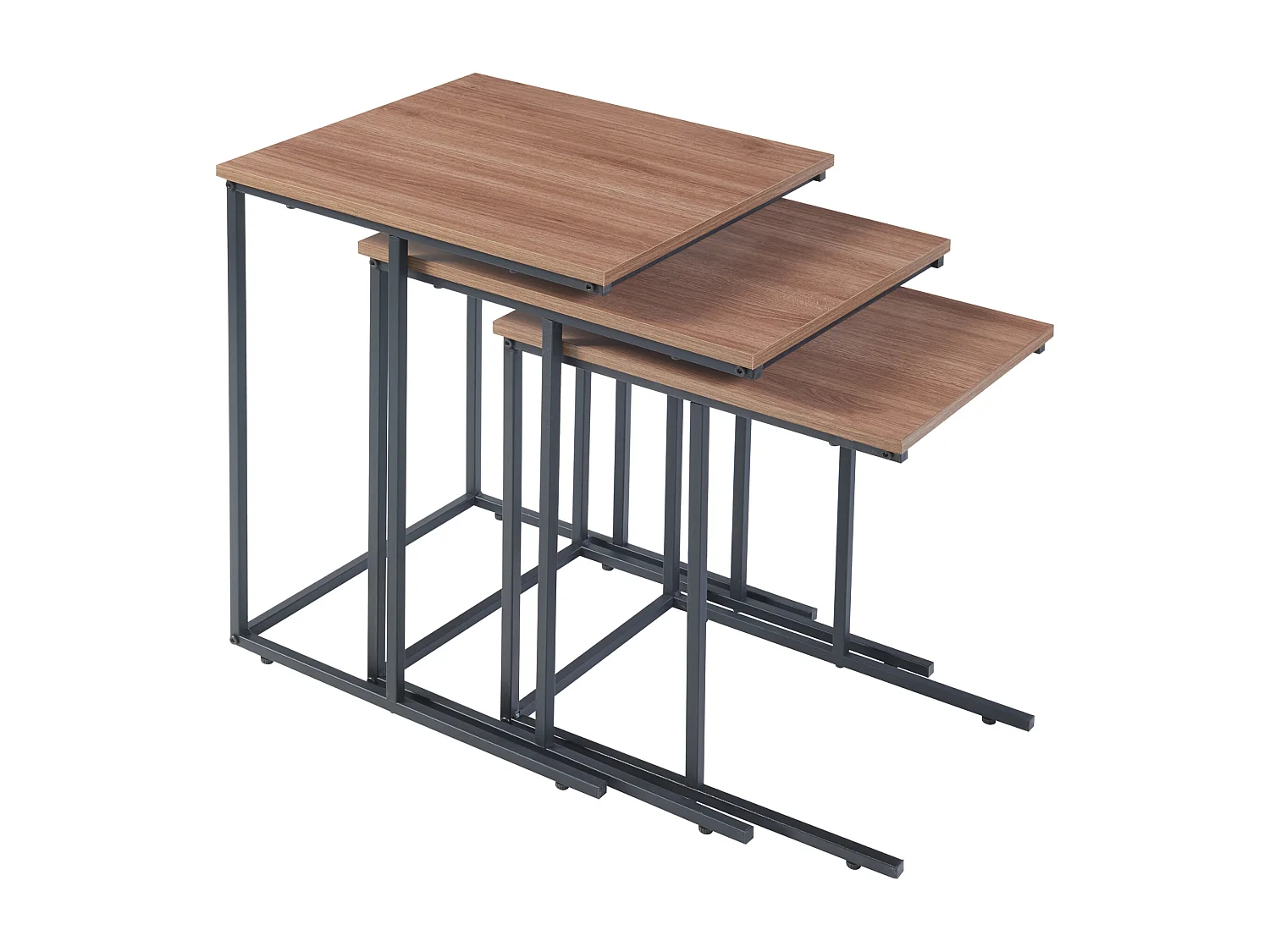 Set de 3 tables d'appoint Augustenborg gigognes noir effet noyer [en.casa]