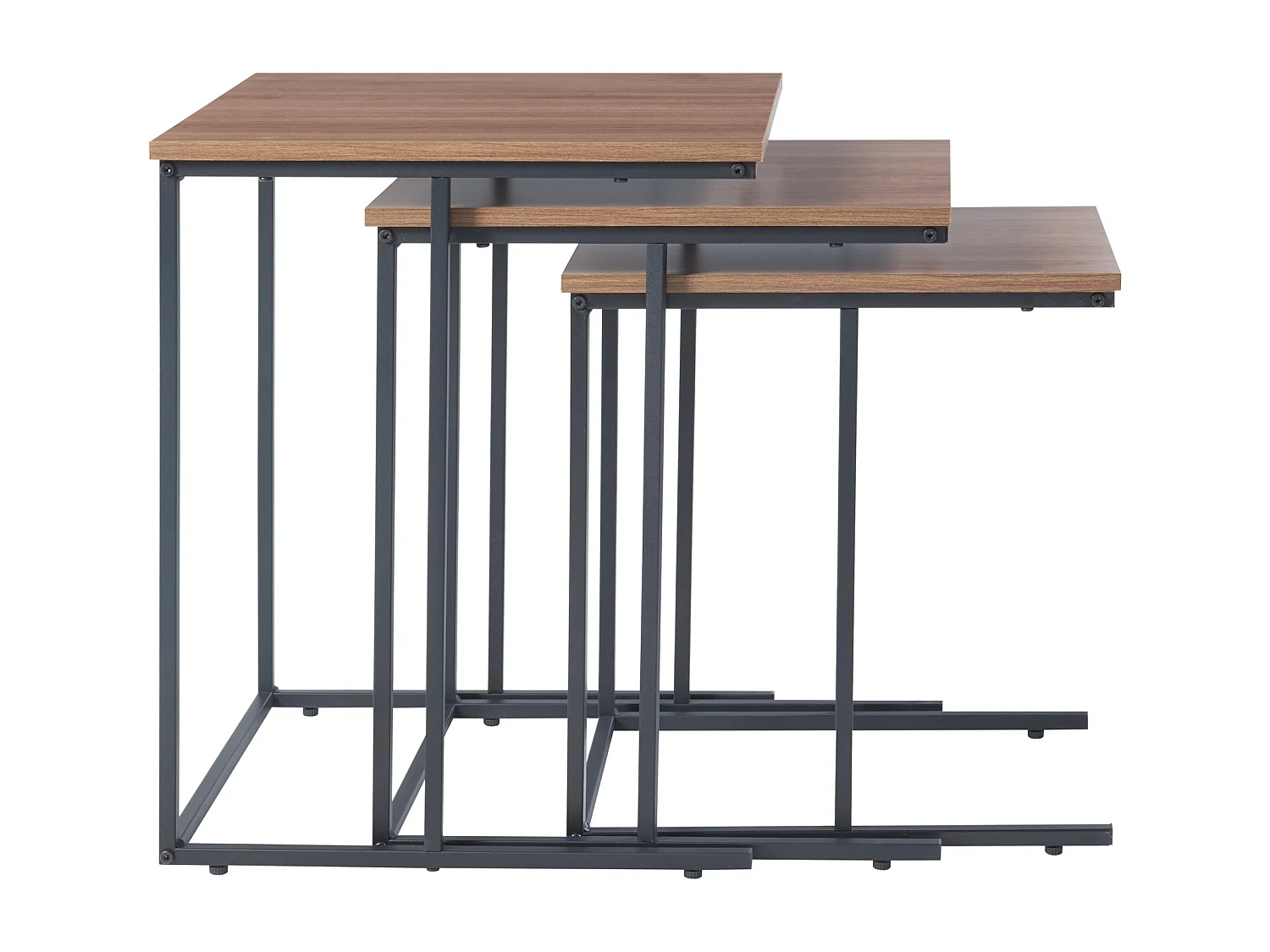 Set de 3 tables d'appoint Augustenborg gigognes noir effet noyer [en.casa]