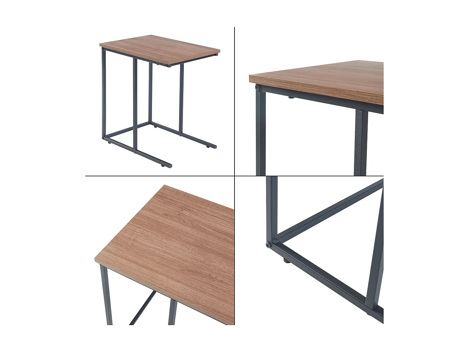 Set de 3 tables d'appoint Augustenborg gigognes noir effet noyer [en.casa]