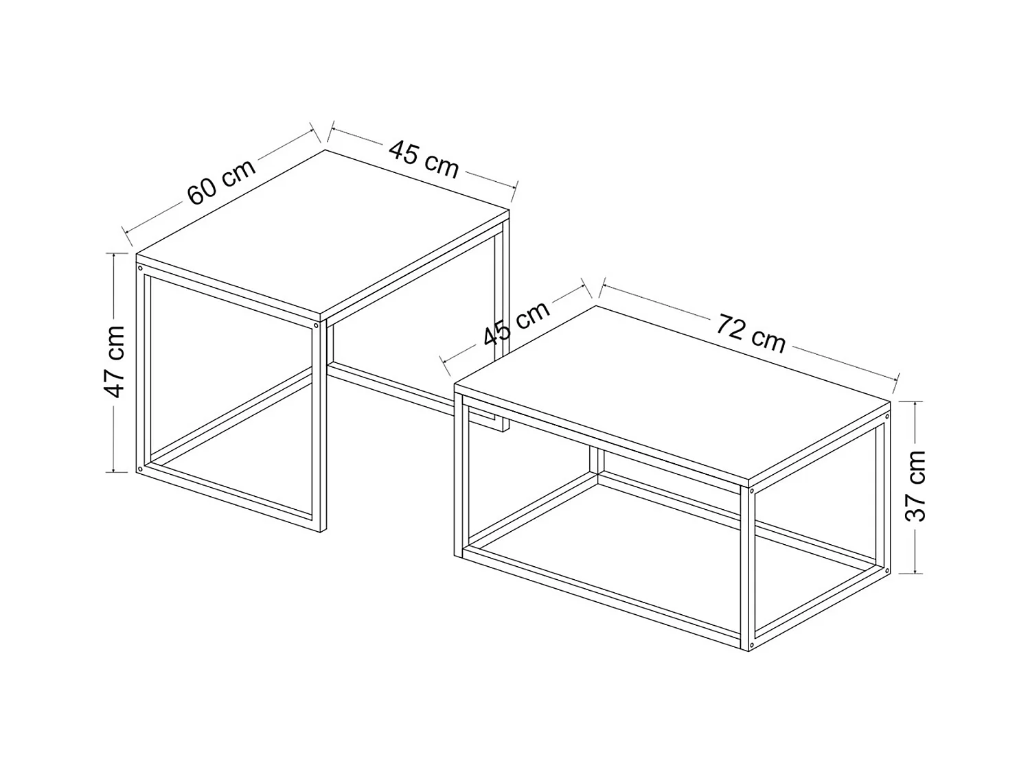 Set de 2 tables basses Aabenraa gigognes rectangulaires effet chêne / noir mat [en.casa]