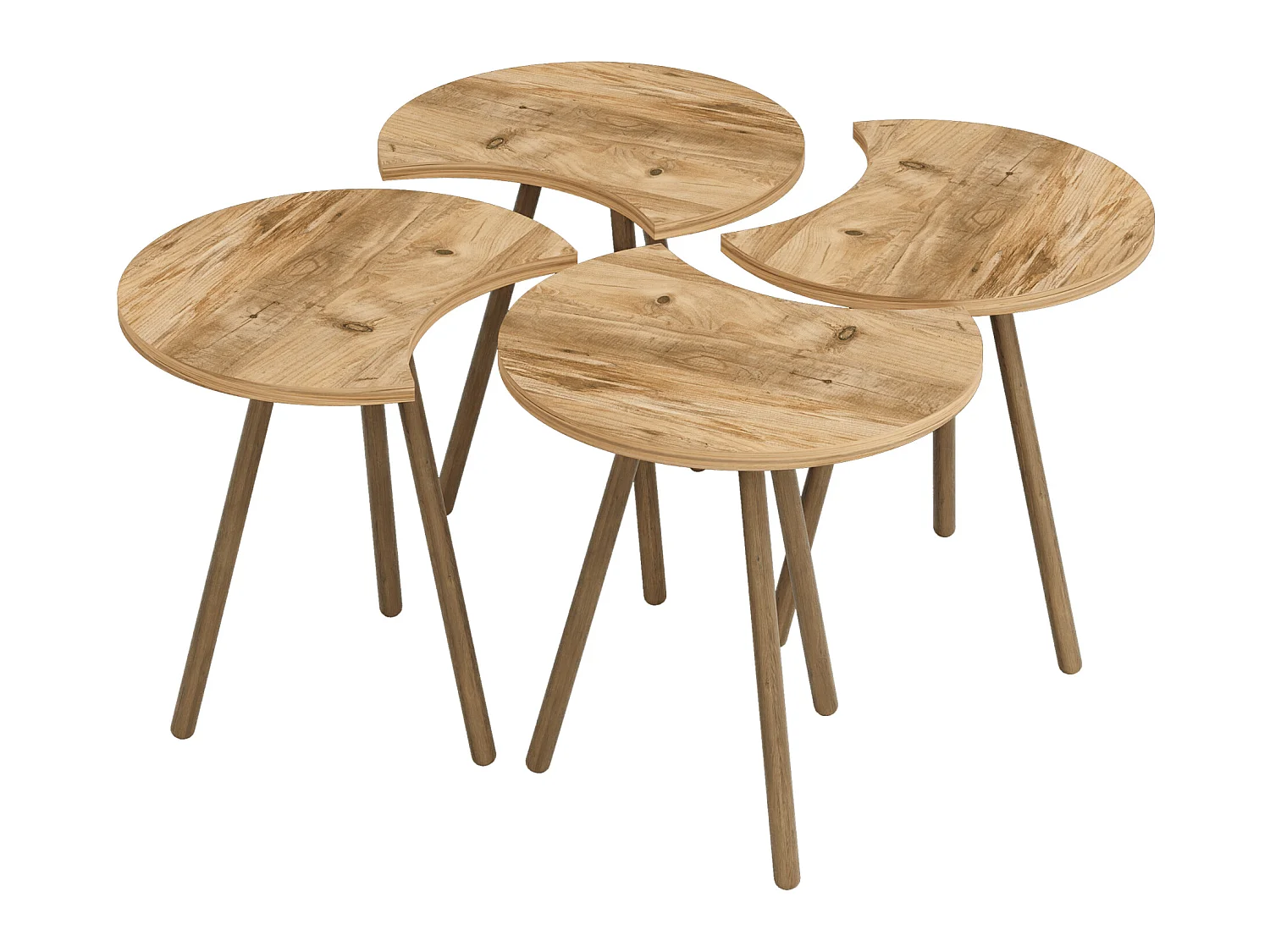 Set de 4 tables basses emboîtables 48 x 77 x 77 cm effet bois [en.casa]