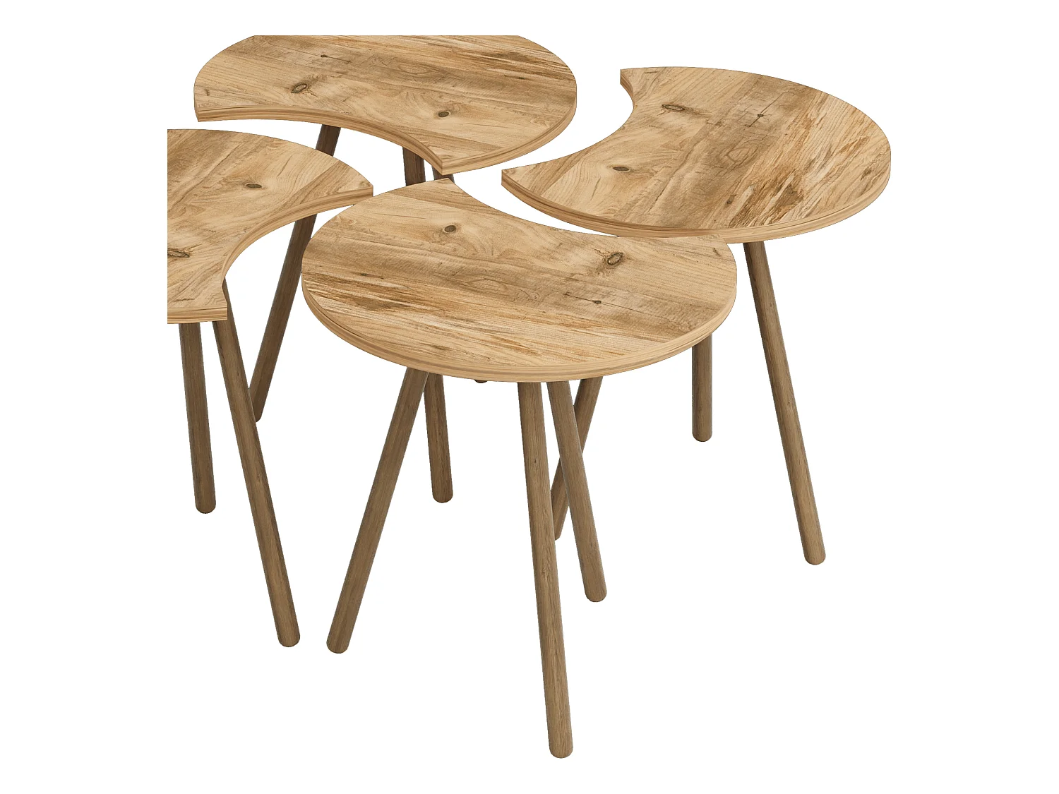 Set de 4 tables basses emboîtables 48 x 77 x 77 cm effet bois [en.casa]