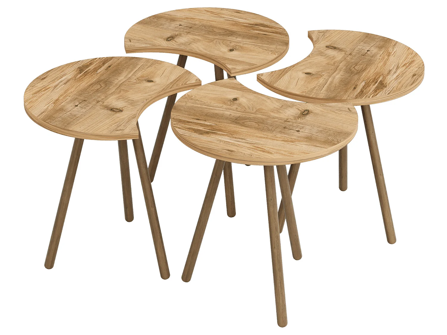 Set de 4 tables basses emboîtables 48 x 77 x 77 cm effet bois [en.casa]