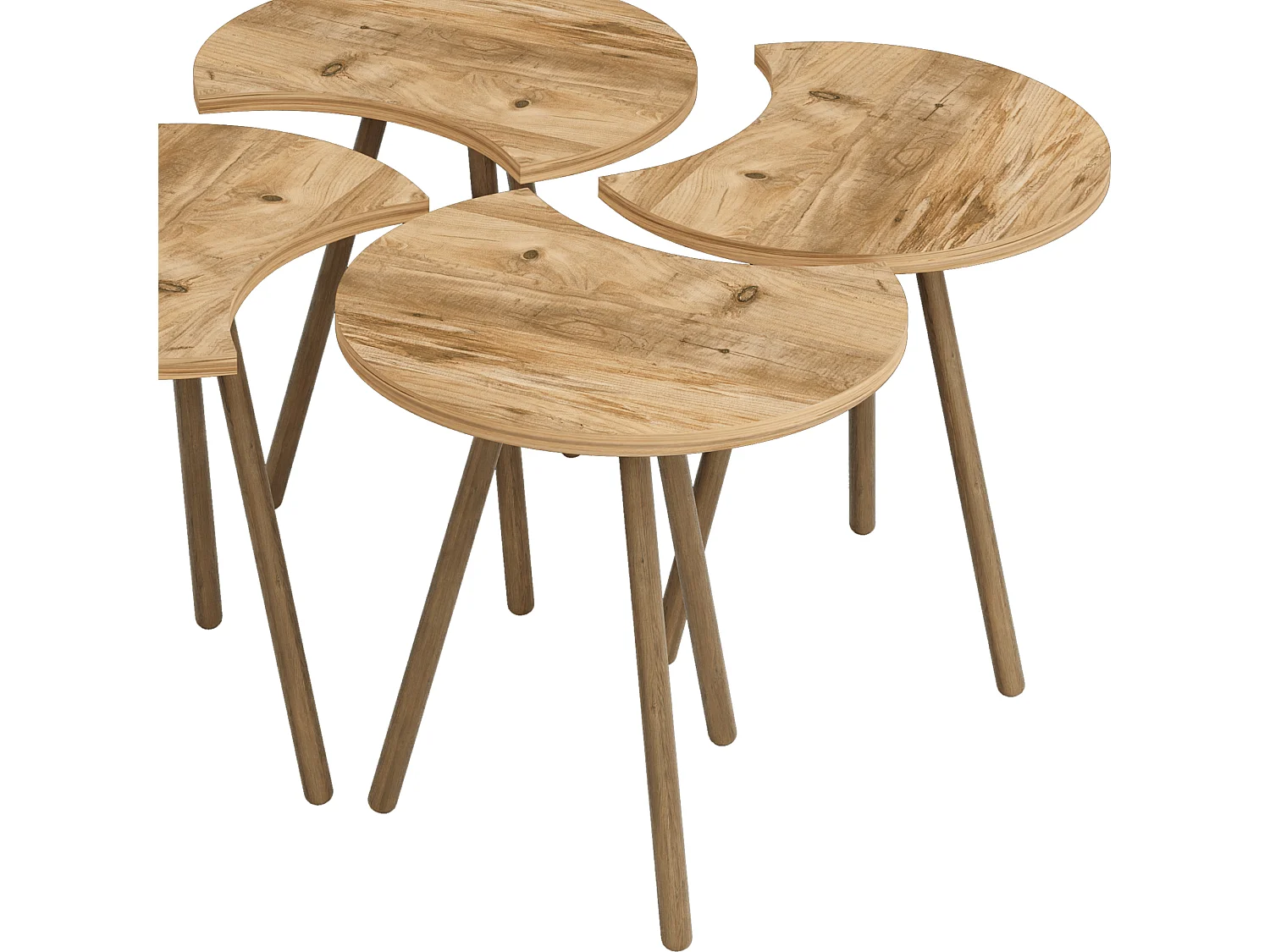Set de 4 tables basses emboîtables 48 x 77 x 77 cm effet bois [en.casa]