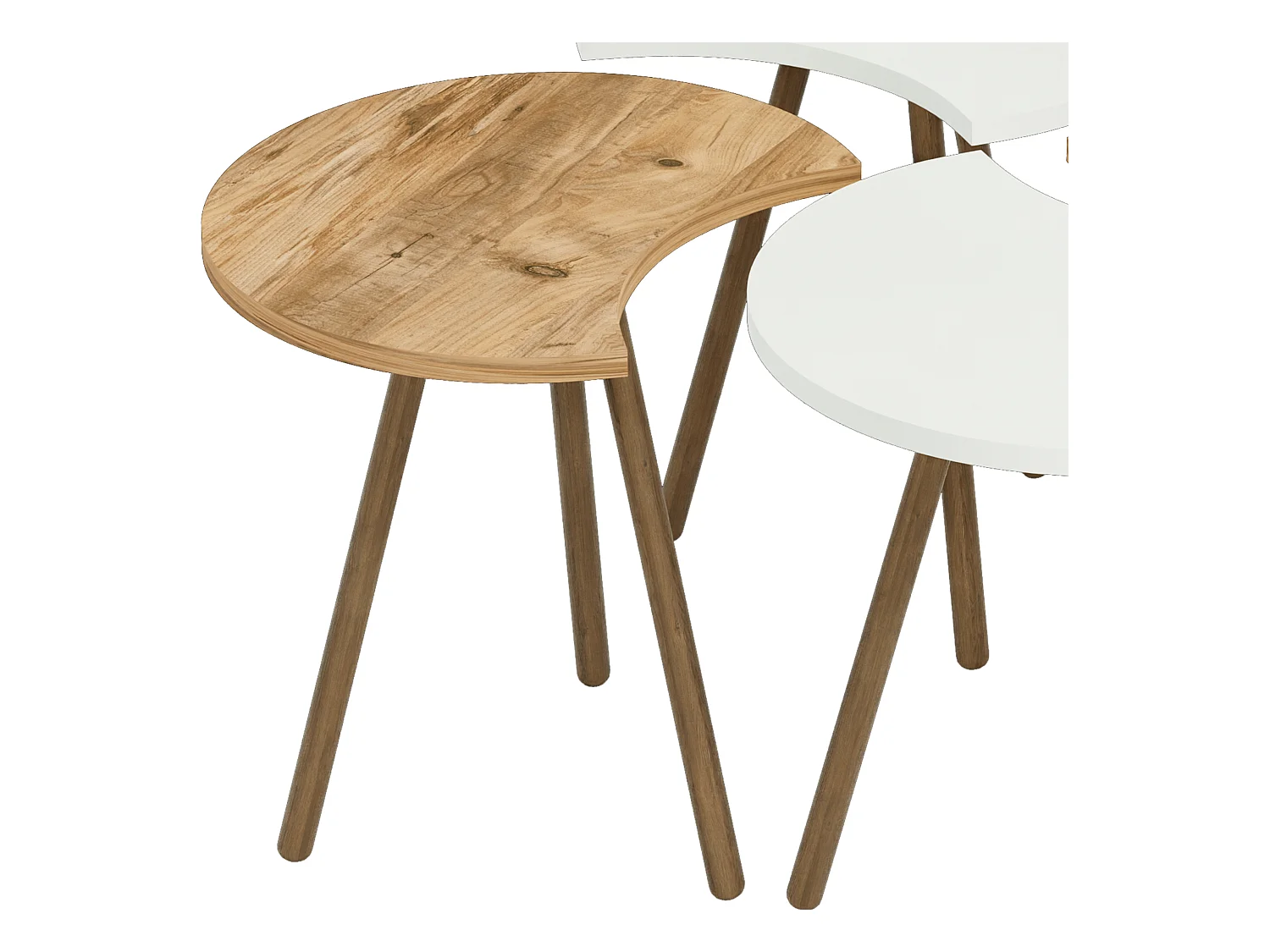 Set de 4 tables basses emboîtables 48 x 77 x 77 cm blanc / effet bois [en.casa]