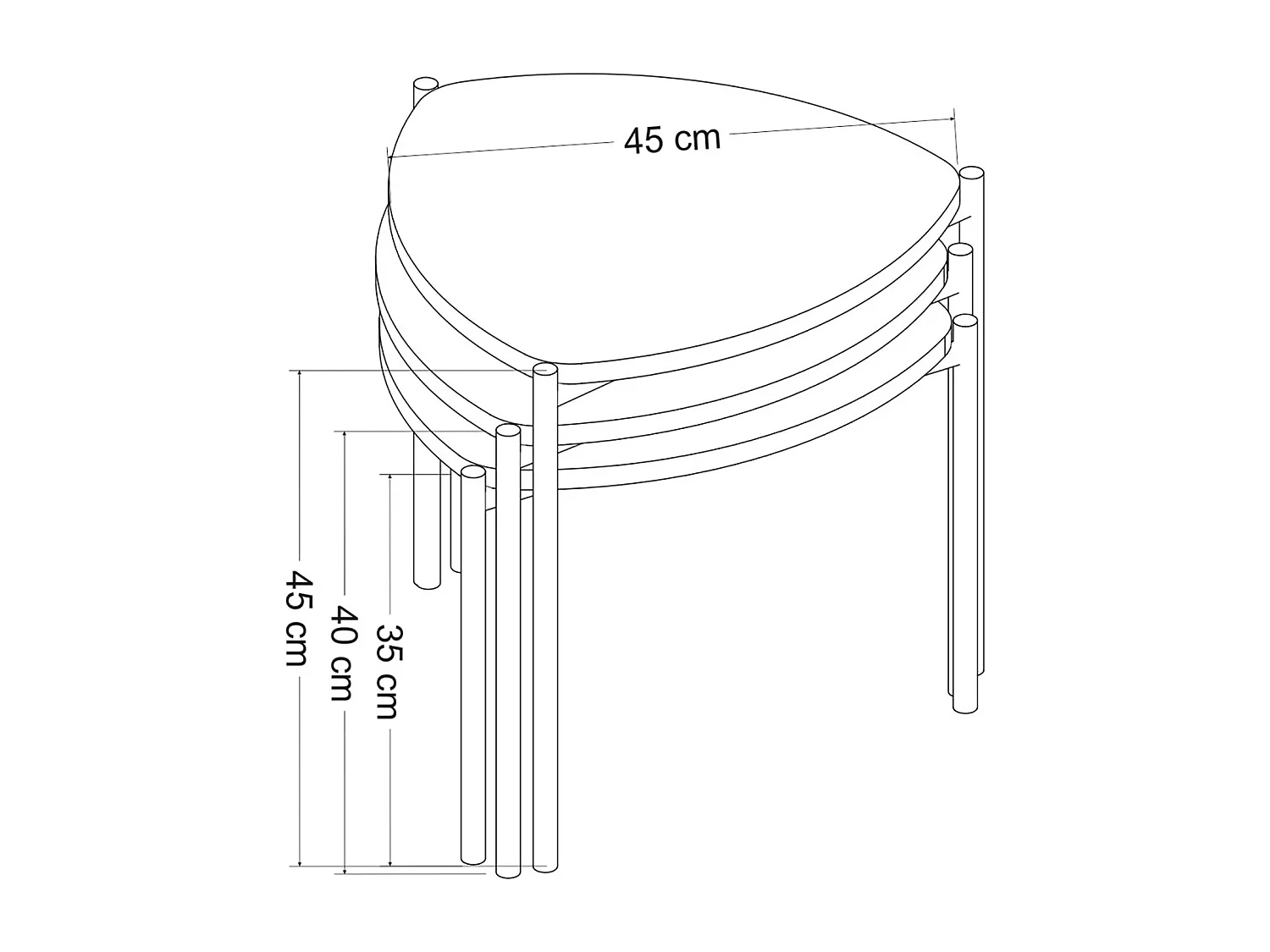 Set de 3 tables d'appoint Glamsbjerg gigognes triangulaires blanc / anthracite / effet chêne [en.casa]