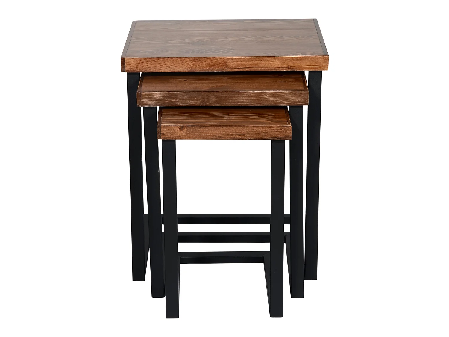 Lot de 3 tables d'appoint Rørvig gigognes pour salon noir / pin lasuré [en.casa]