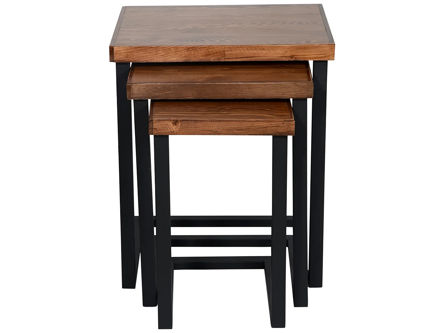 Lot de 3 tables d'appoint Rørvig gigognes pour salon noir / pin lasuré [en.casa]