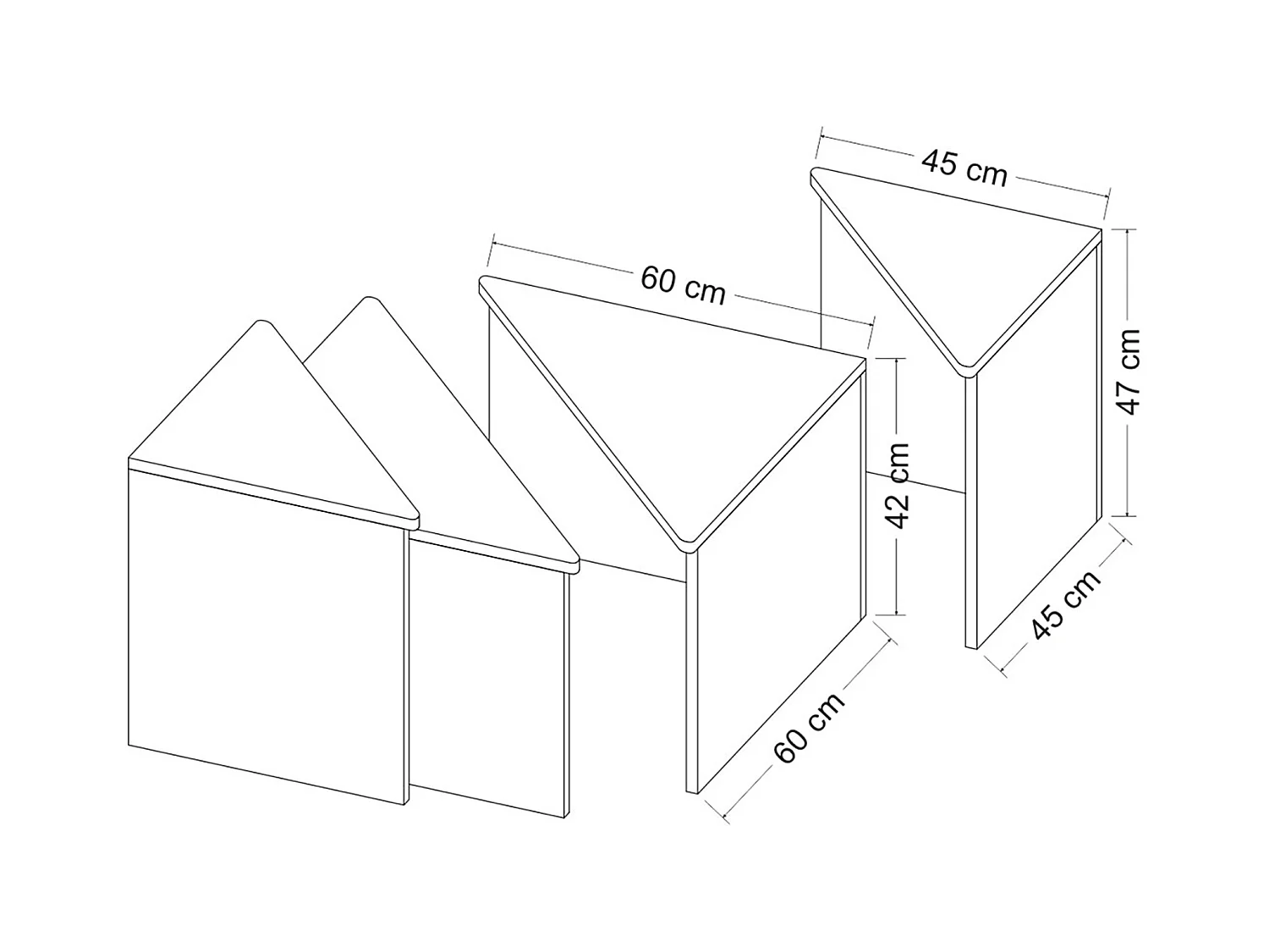 Set de 4 tables basses Frederikshavn carrées gigognes effet chêne / anthracite [en.casa]