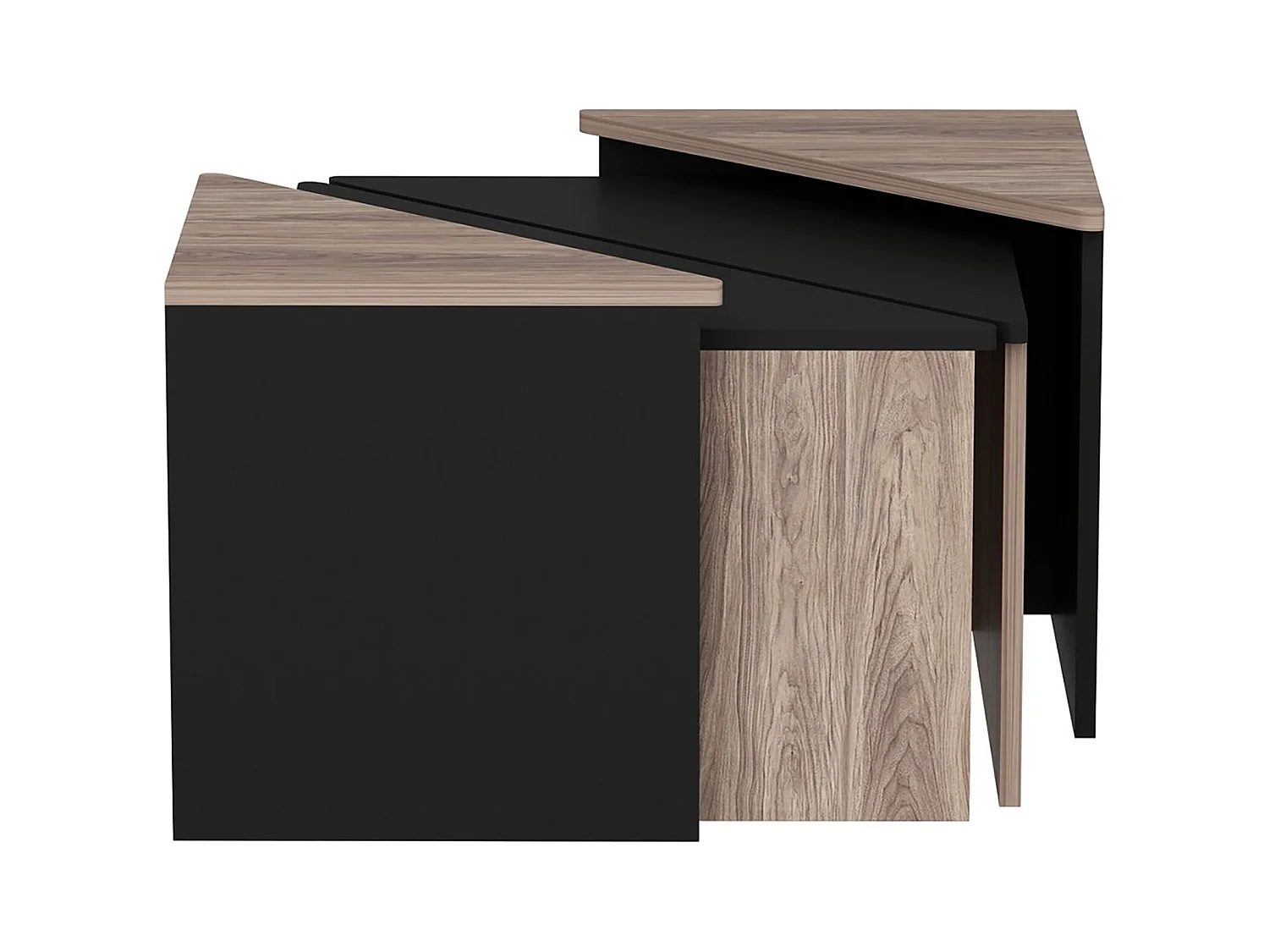 Set de 4 tables basses Frederikshavn carrées gigognes effet chêne / anthracite [en.casa]