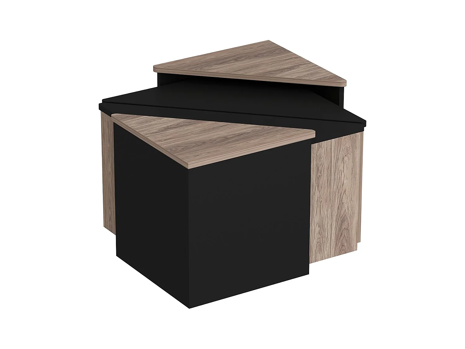 Set de 4 tables basses Frederikshavn carrées gigognes effet chêne / anthracite [en.casa]