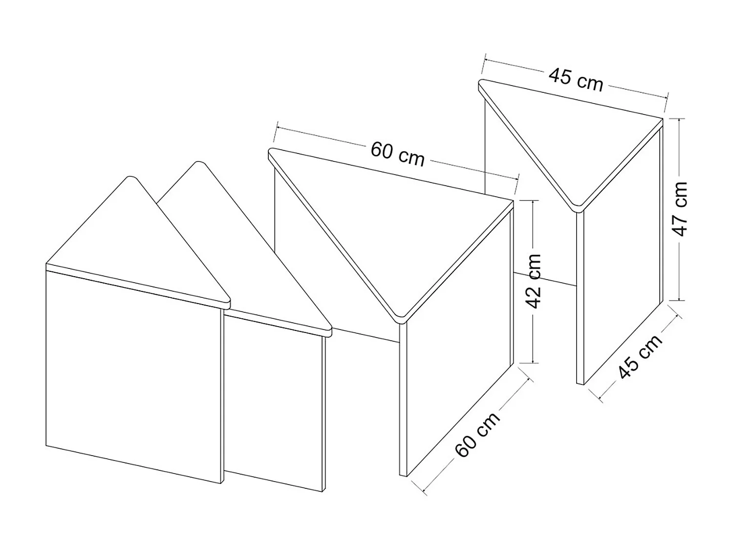 Set de 4 tables basses Frederikshavn carrées gigognes effet chêne / anthracite [en.casa]