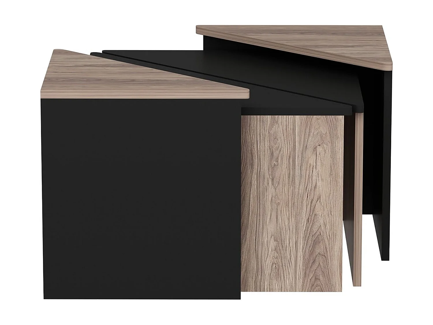 Set de 4 tables basses Frederikshavn carrées gigognes effet chêne / anthracite [en.casa]