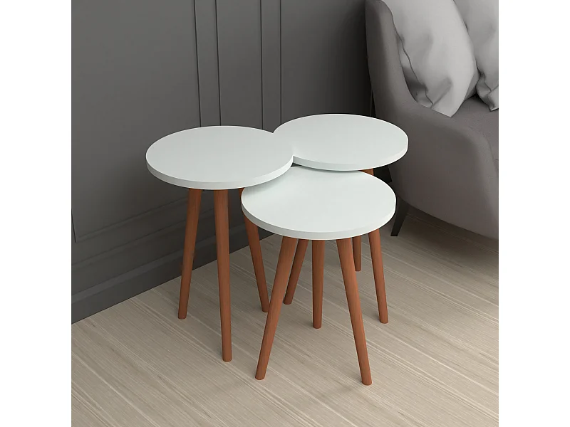 Lot de 3 tables d'appoint Herrljunga trépied blanc [en.casa]