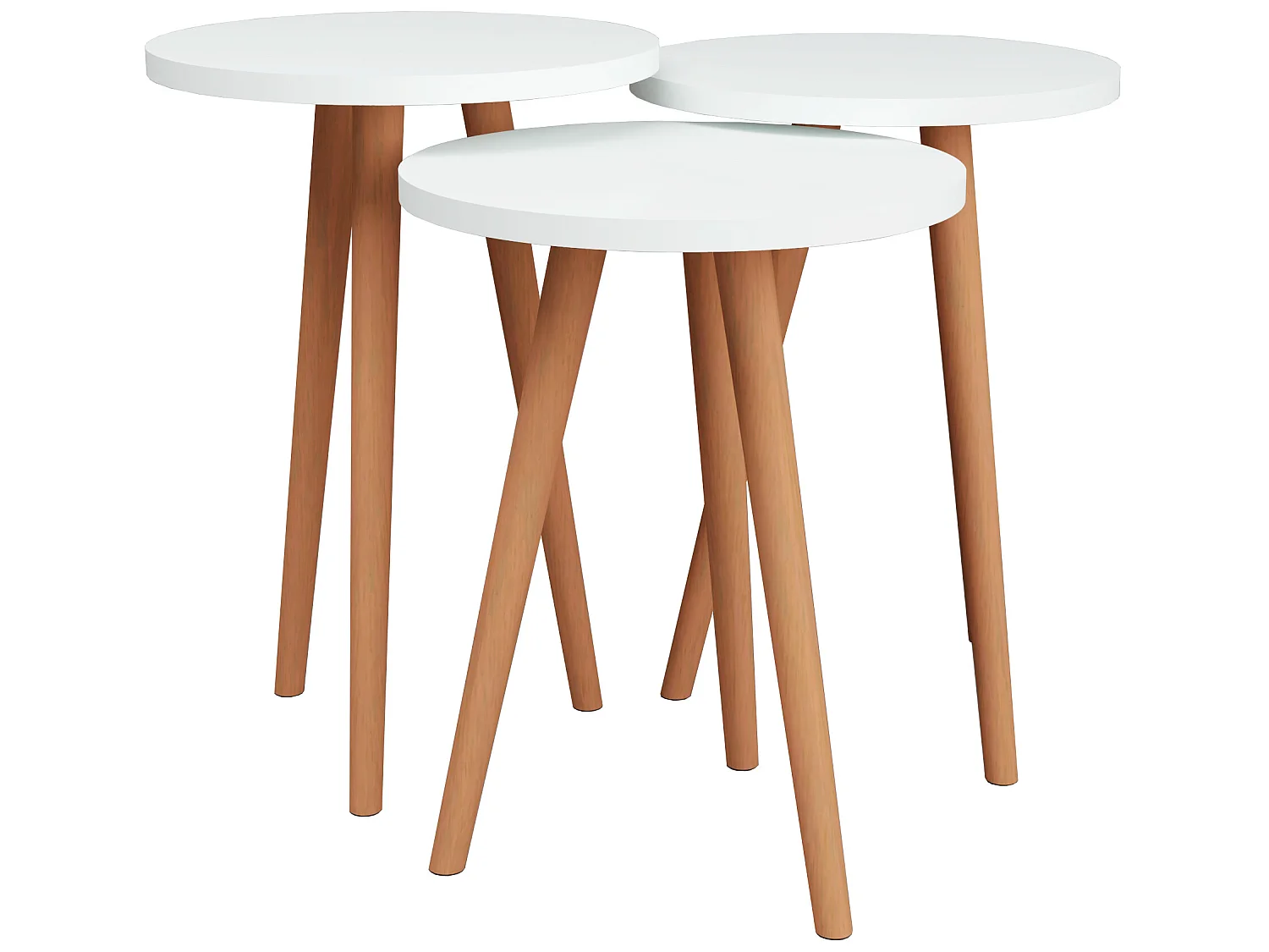 Lot de 3 tables d'appoint Herrljunga trépied blanc [en.casa]