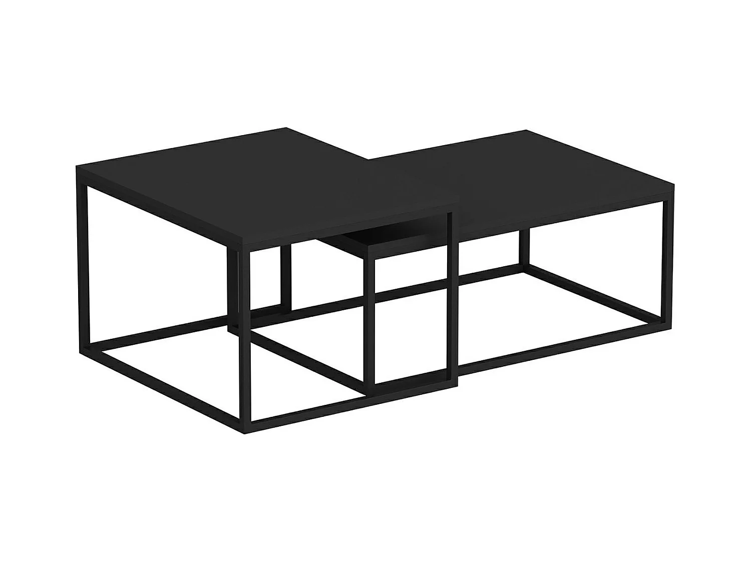 Set de 2 tables basses Aabenraa gigognes rectangulaires noir mat [en.casa]