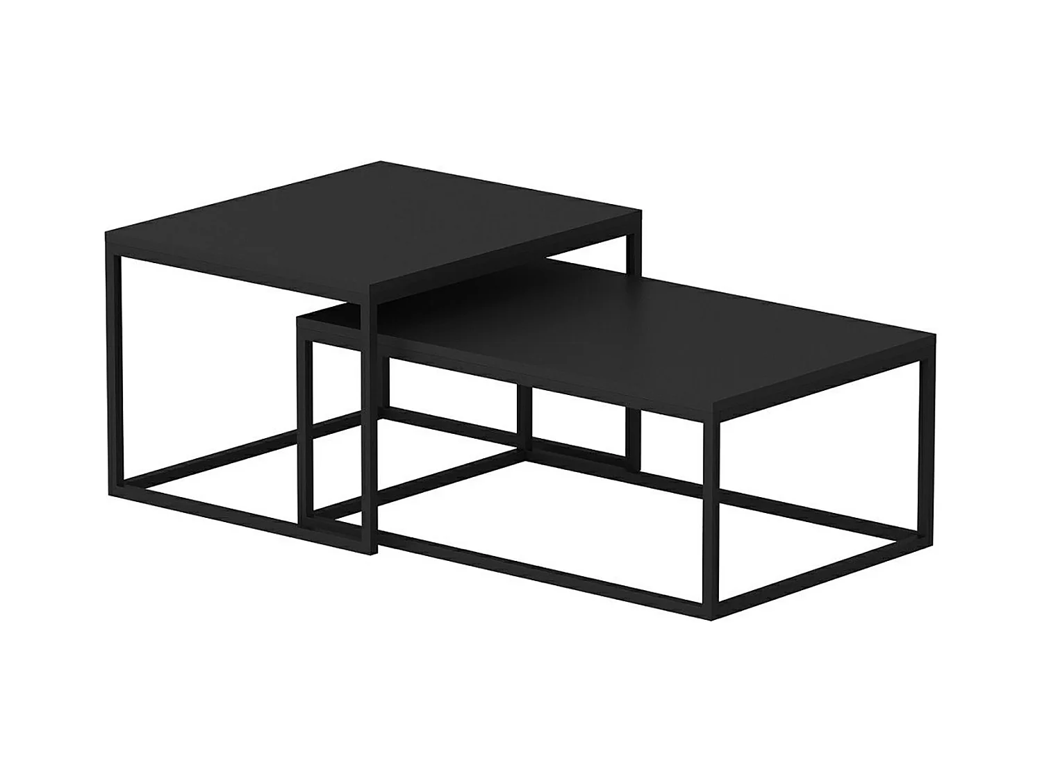 Set de 2 tables basses Aabenraa gigognes rectangulaires noir mat [en.casa]
