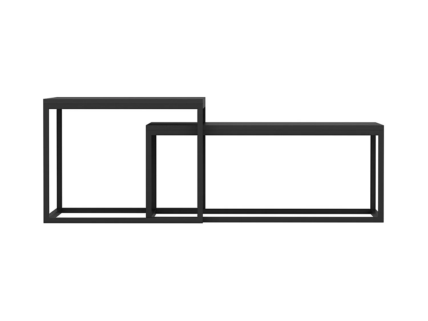 Set de 2 tables basses Aabenraa gigognes rectangulaires noir mat [en.casa]