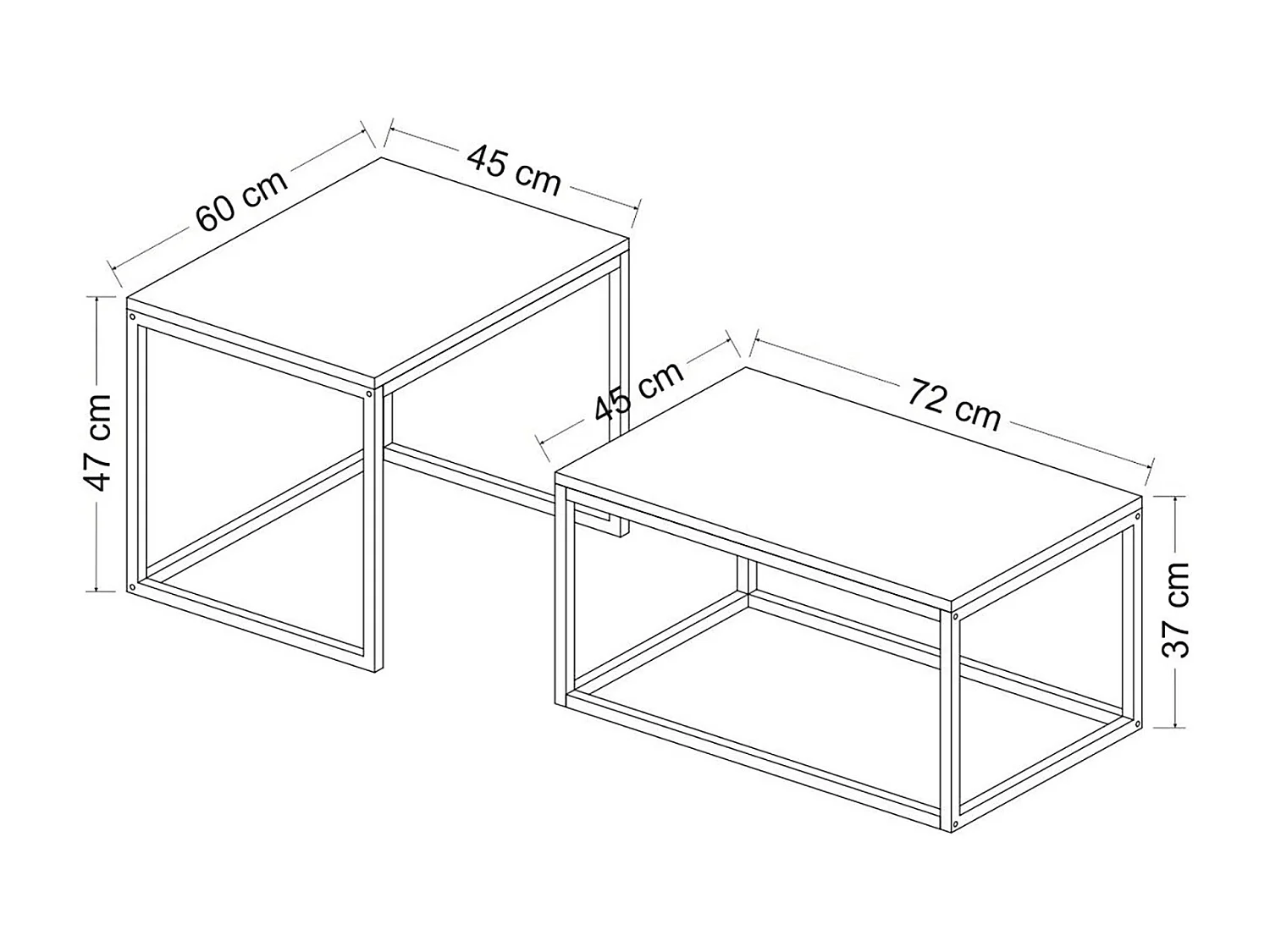 Set de 2 tables basses Aabenraa gigognes rectangulaires noir mat [en.casa]