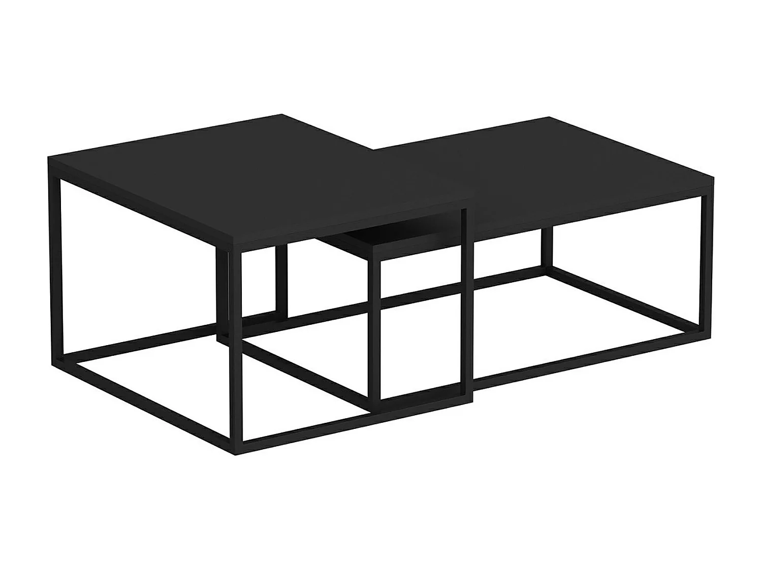 Set de 2 tables basses Aabenraa gigognes rectangulaires noir mat [en.casa]