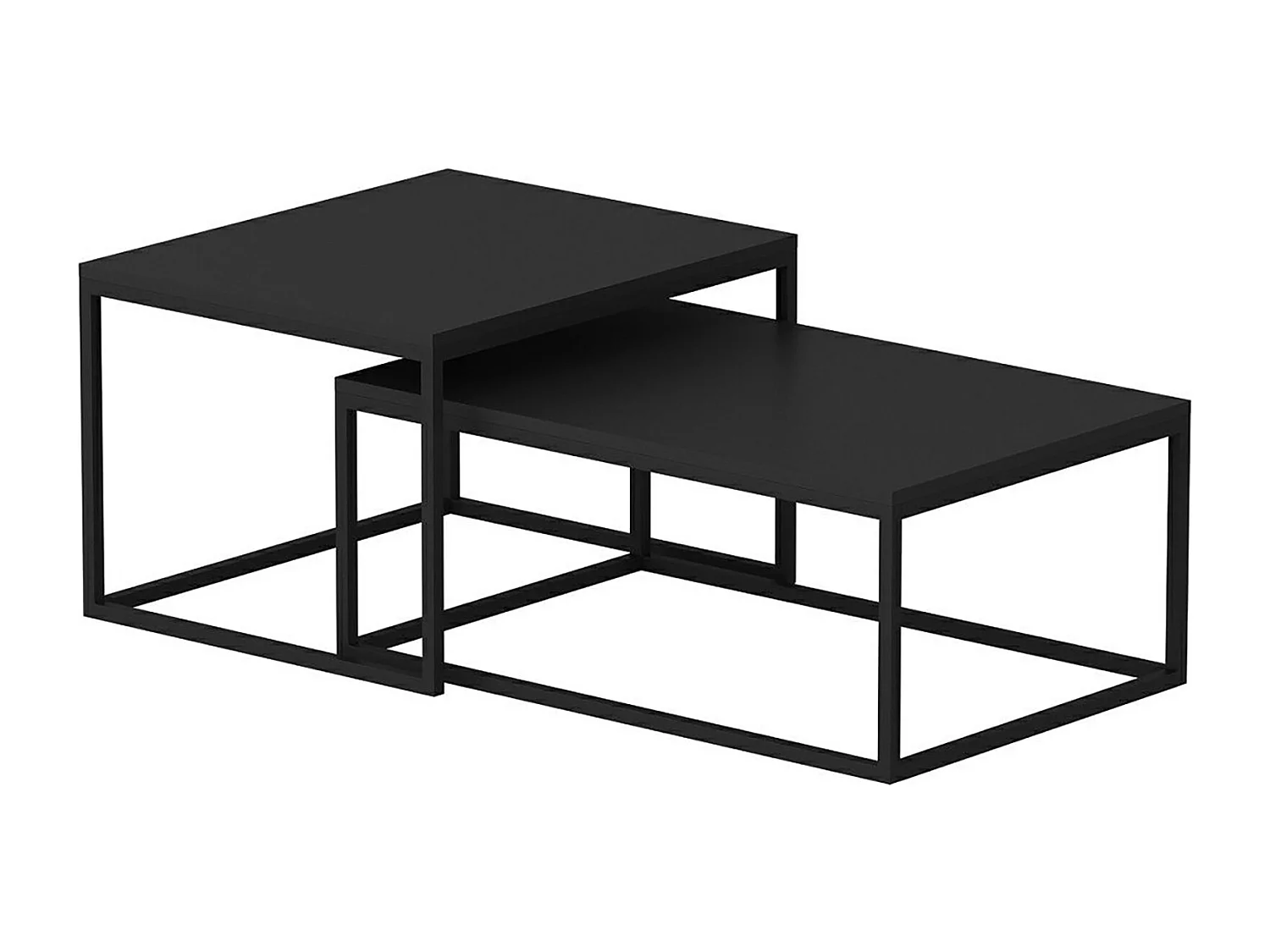 Set de 2 tables basses Aabenraa gigognes rectangulaires noir mat [en.casa]