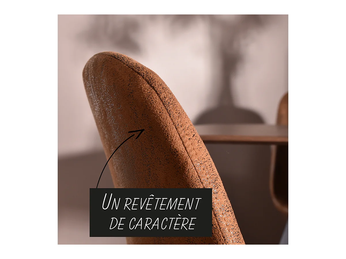 MEUBLES COSY Lot de 4 chaises de salle à manger Style Industriel Rétro pour Salon Cuisine en suédine Marron Pieds en Métal Noir